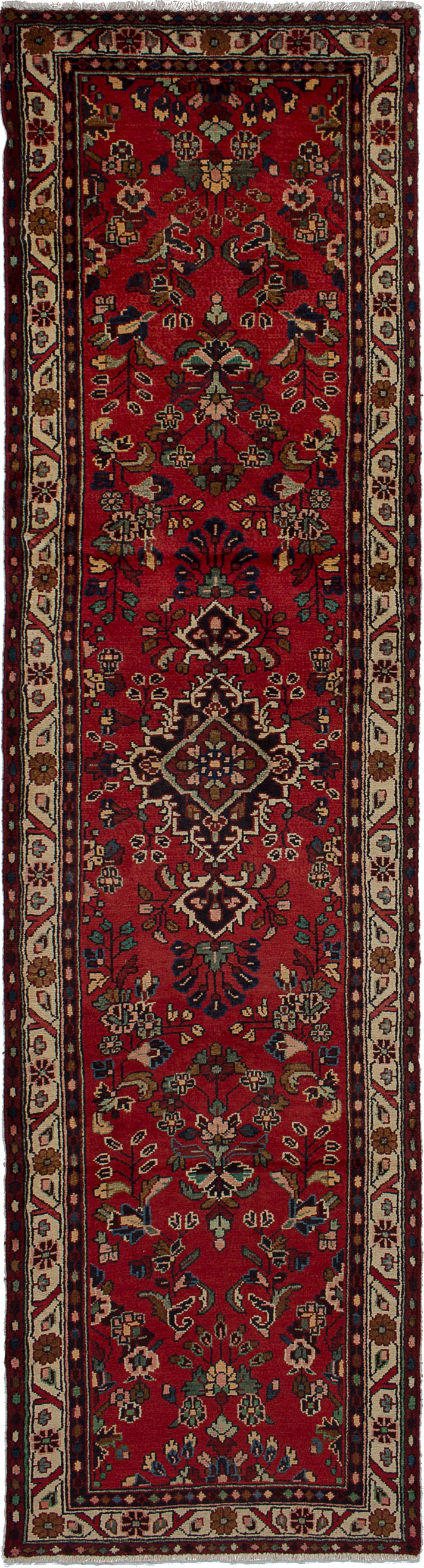 Hand-knotted Hamadan Red Wool Rug 2'8" x 10'3" Size: 2'7" x 10'3"  