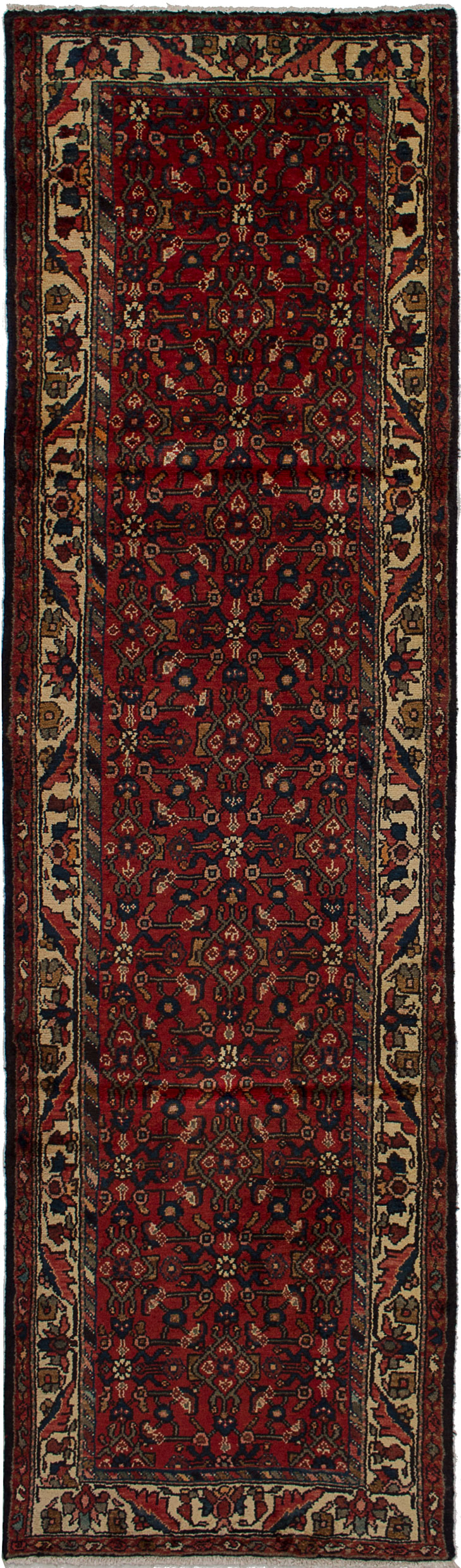 Hand-knotted Hamadan Red Wool Rug 2'8" x 9'9"  Size: 2'8" x 9'9"  