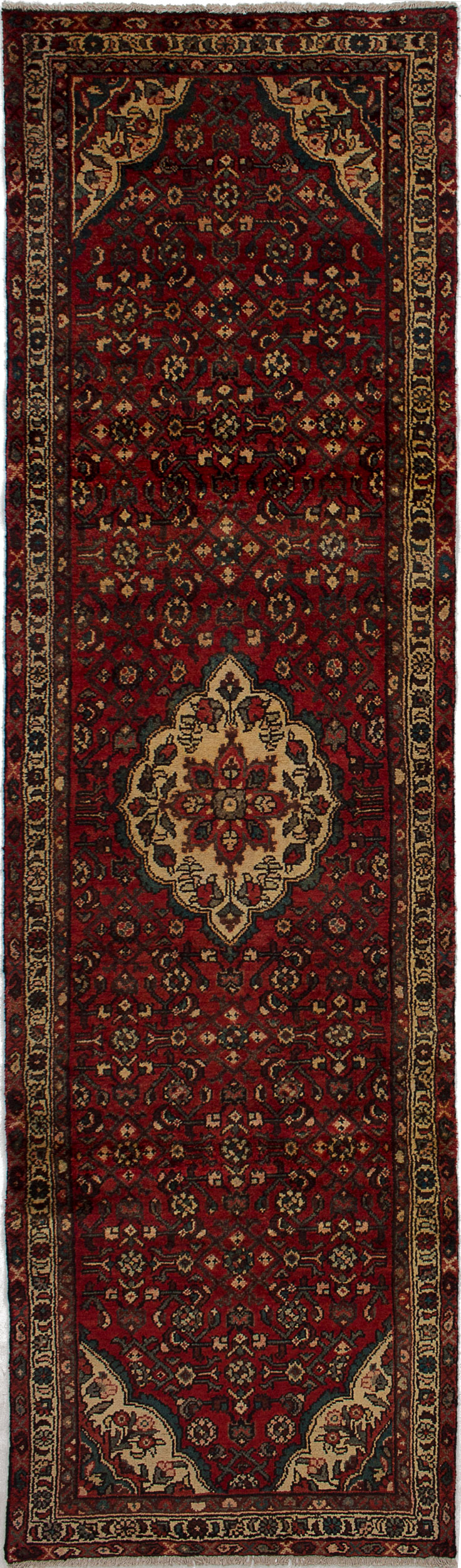 Hand-knotted Hamadan Red Wool Rug 2'8" x 9'9"  Size: 2'7" x 9'9"  