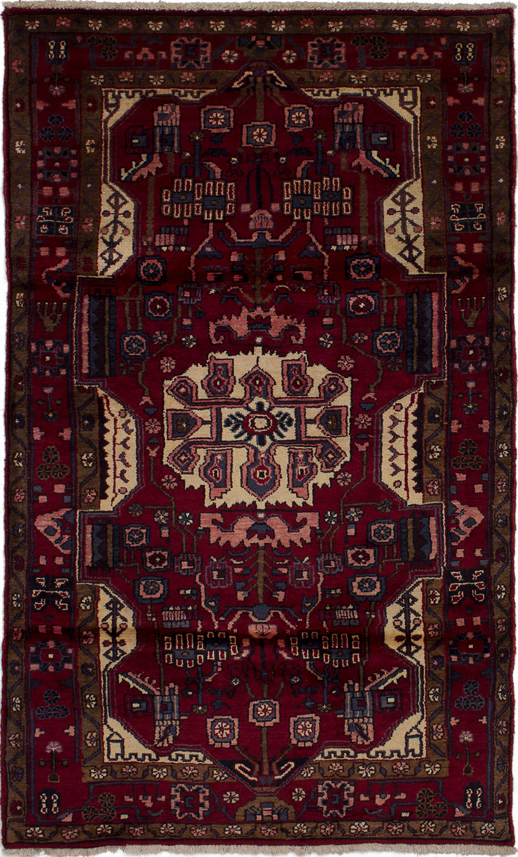 Hand-knotted Koliai Red Wool Rug 3'11" x 6'6" Size: 3'11" x 6'6"  