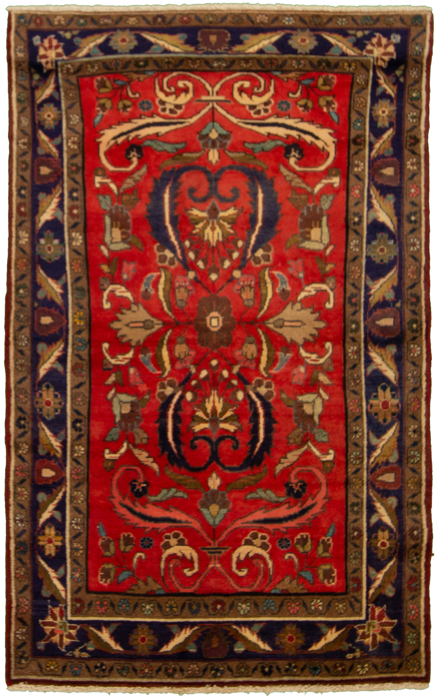 Hand-knotted Hosseinabad Red Wool Rug 3'10" x 6'2" Size: 3'10" x 6'2"  