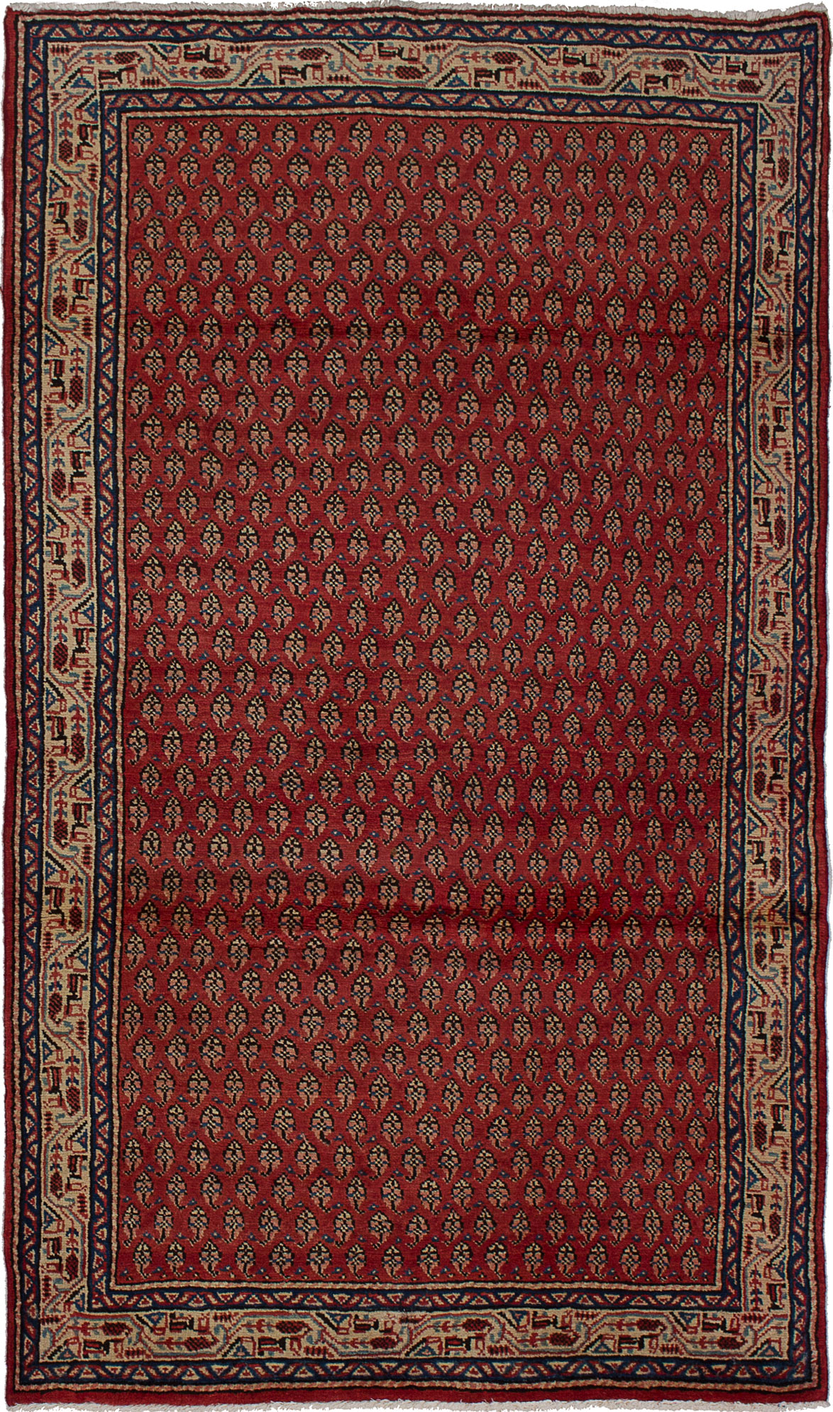 Hand-knotted Arak Red Wool Rug 4'0" x 6'11" Size: 4'0" x 6'11"  