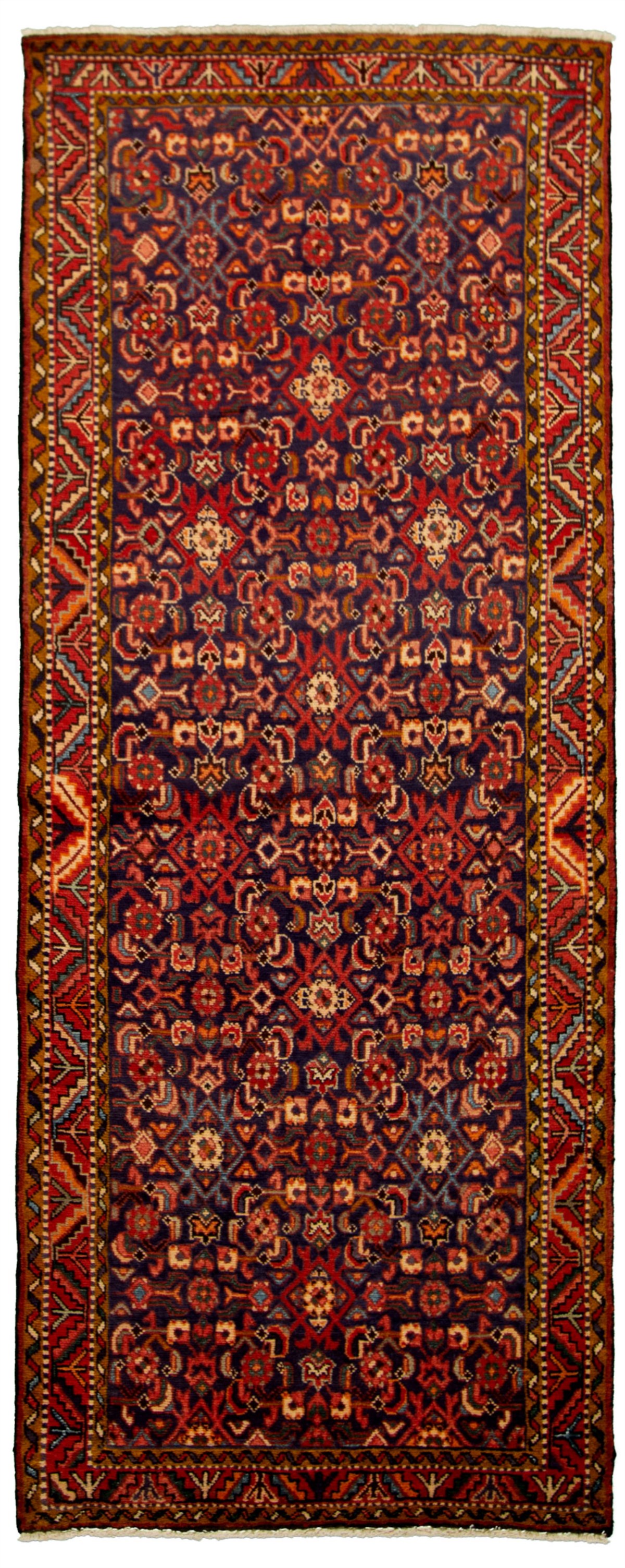 Hand-knotted Mahal Dark Navy Wool Rug 3'8" x 9'7" Size: 3'8" x 9'7"  