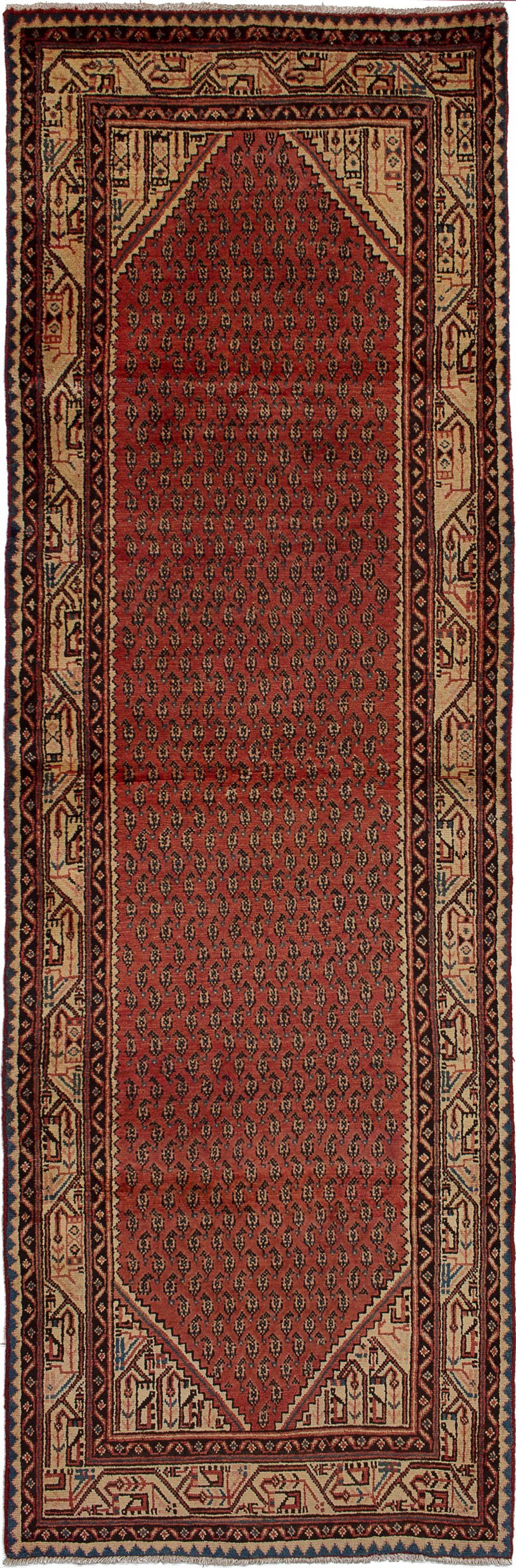 Hand-knotted Arak Red Wool Rug 3'5" x 10'5" Size: 3'5" x 10'5"  
