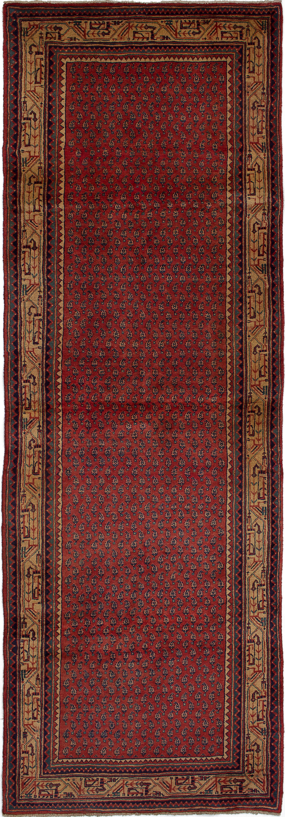 Hand-knotted Arak Red Wool Rug 3'7" x 10'4"  Size: 3'7" x 10'4"  