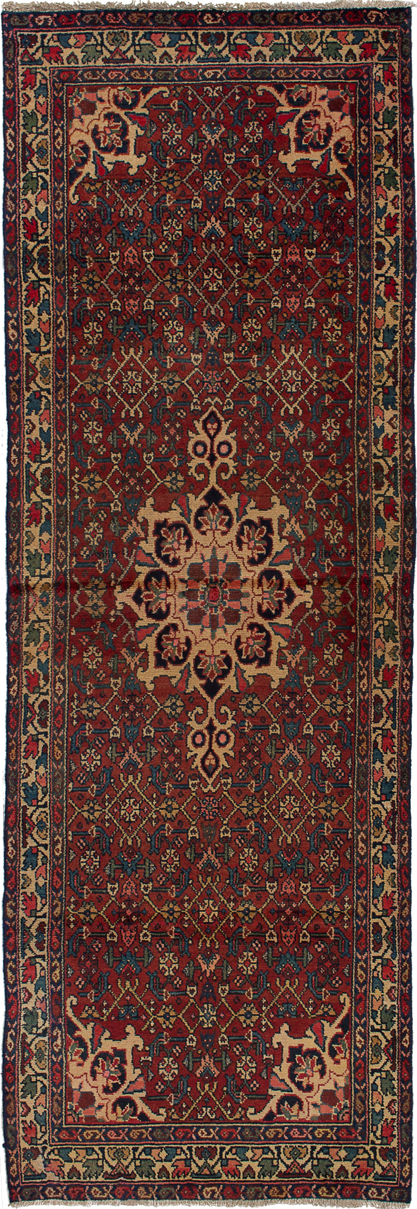 Hand-knotted Hamadan Red Wool Rug 3'1" x 9'3"  Size: 3'1" x 9'3"  