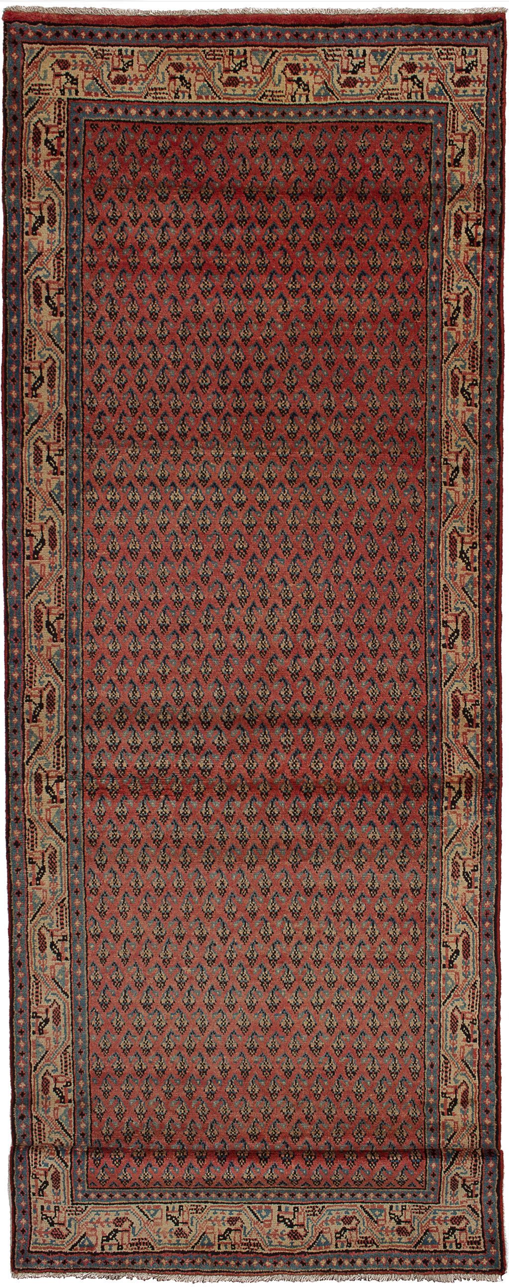 Hand-knotted Arak Red Wool Rug 3'11" x 12'2" Size: 3'11" x 12'2"  