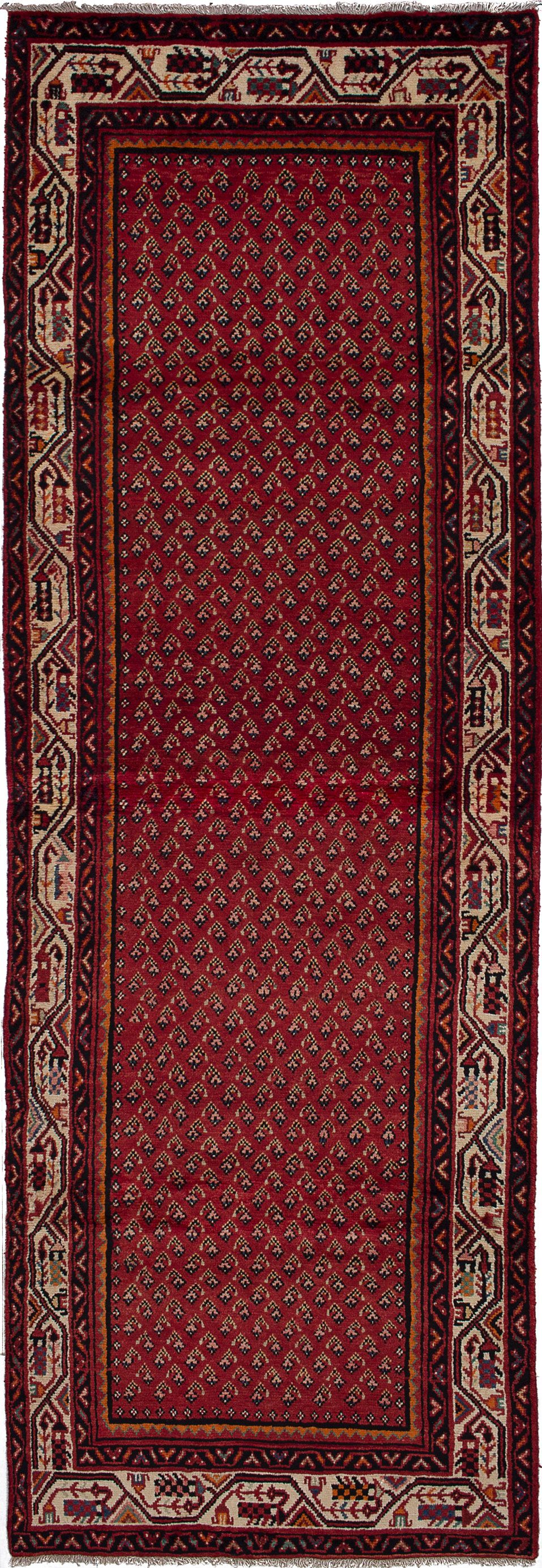 Hand-knotted Arak Red Wool Rug 3'7" x 10'11" Size: 3'7" x 10'11"  