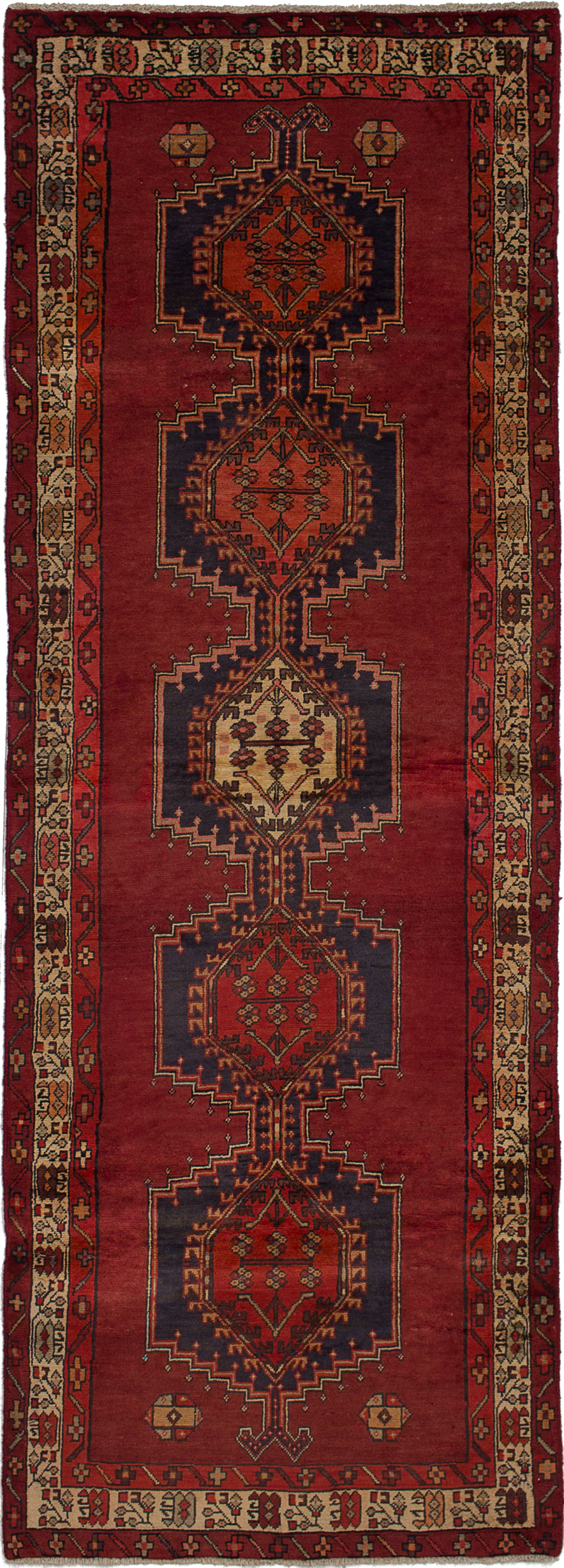 Hand-knotted Ardabil Red Wool Rug 3'3" x 9'5" Size: 3'3" x 9'5"  
