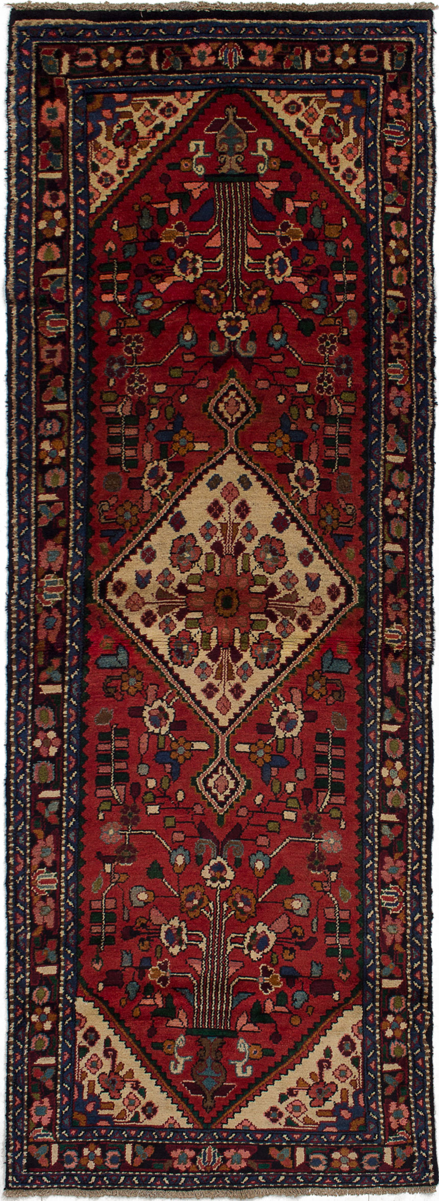 Hand-knotted Hamadan Red Wool Rug 3'0" x 9'1" Size: 3'0" x 9'1"  