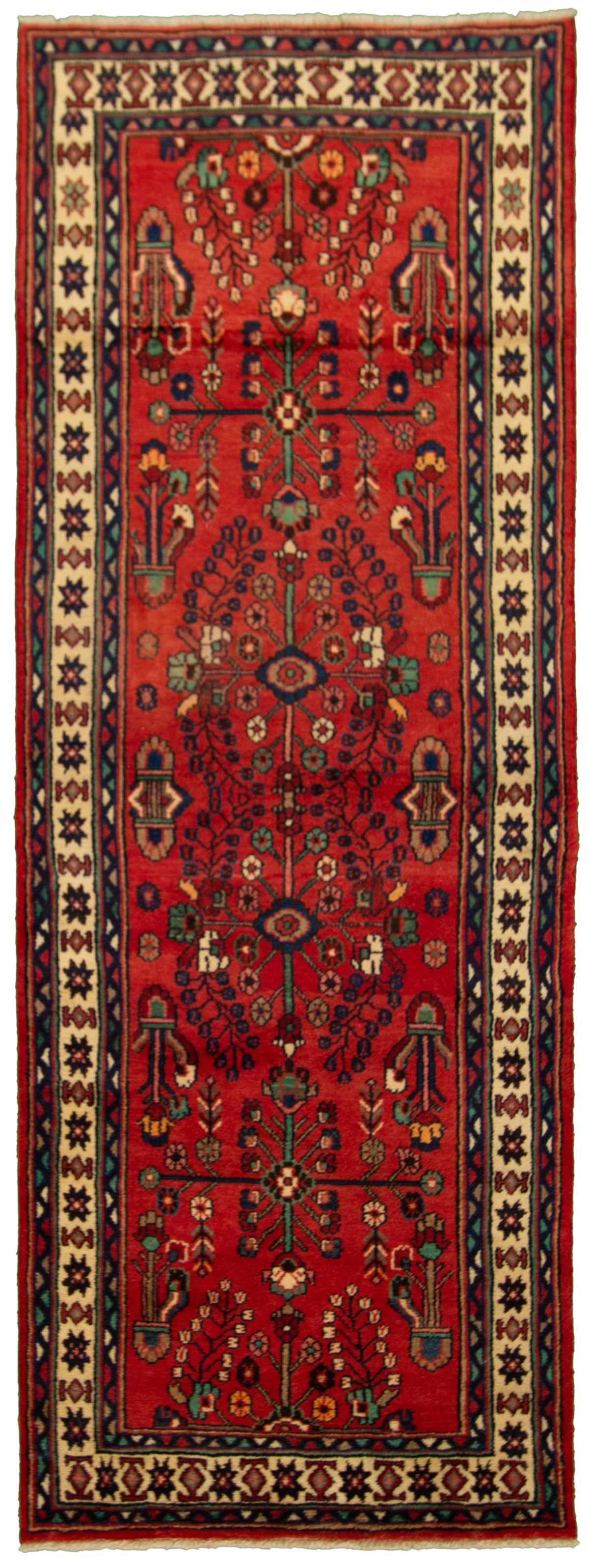 Hand-knotted Hamadan Red Wool Rug 3'8" x 10'2"  Size: 3'8" x 10'2"  
