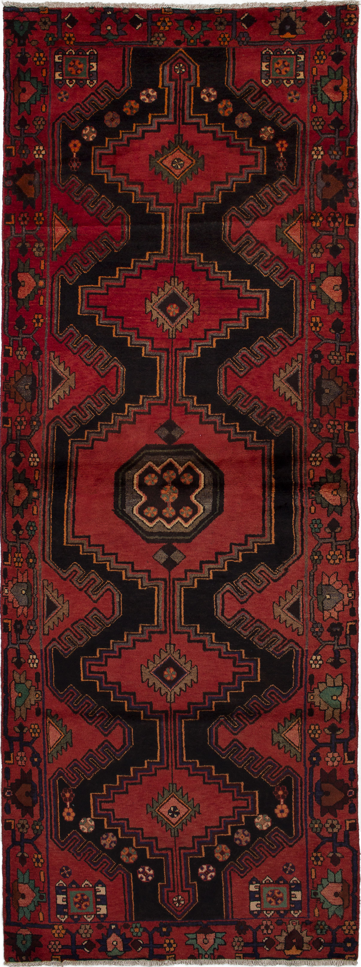 Hand-knotted Hamadan Red Wool Rug 3'9" x 10'4"  Size: 3'9" x 10'4"  
