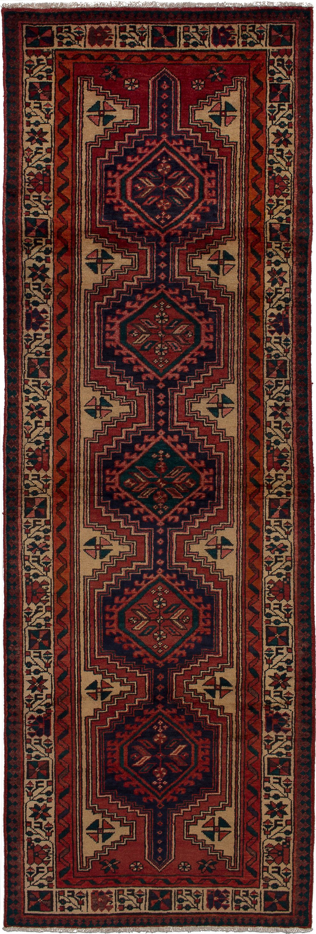 Hand-knotted Ardabil Dark Copper Wool Rug 3'5" x 10'3" Size: 3'5" x 10'3"  