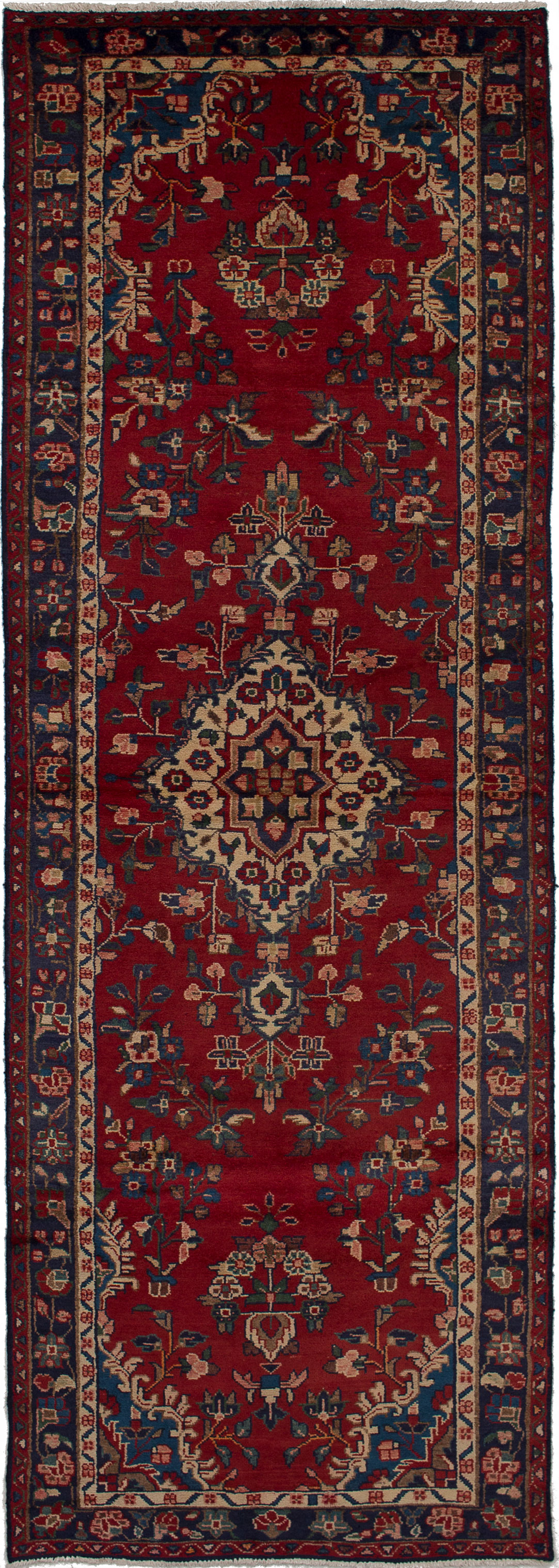 Hand-knotted Hamadan Red Wool Rug 3'3" x 9'10"  Size: 3'3" x 9'10"  