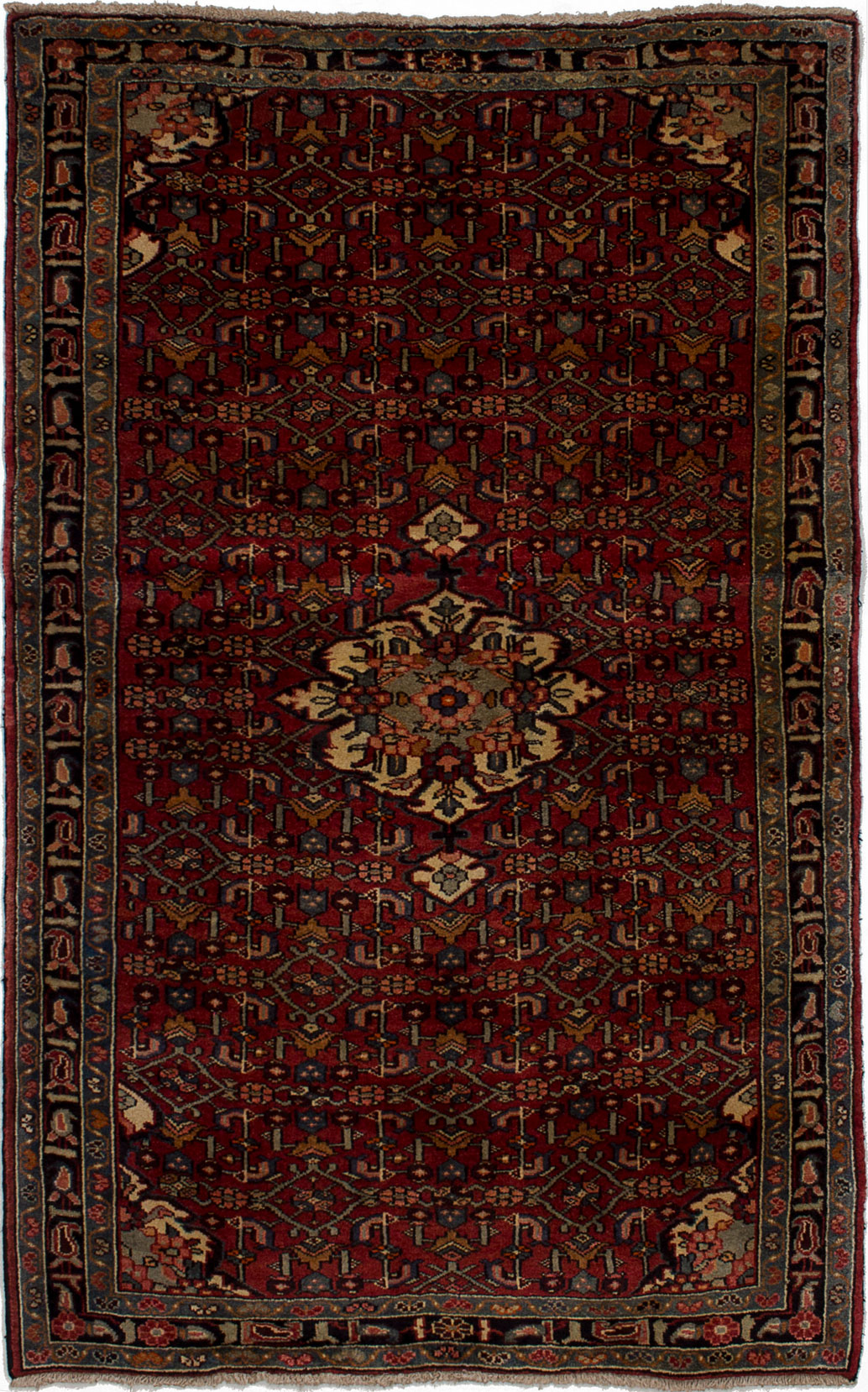 Hand-knotted Zanjan Dark Red Wool Rug 3'11" x 6'3"  Size: 3'11" x 6'3"  