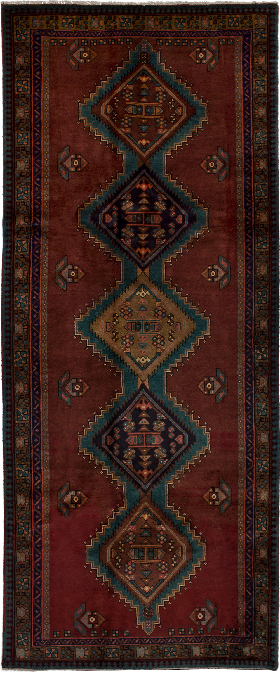 Hand-knotted Ardabil Dark Red Wool Rug 4'2" x 9'11" Size: 4'2" x 9'11"  