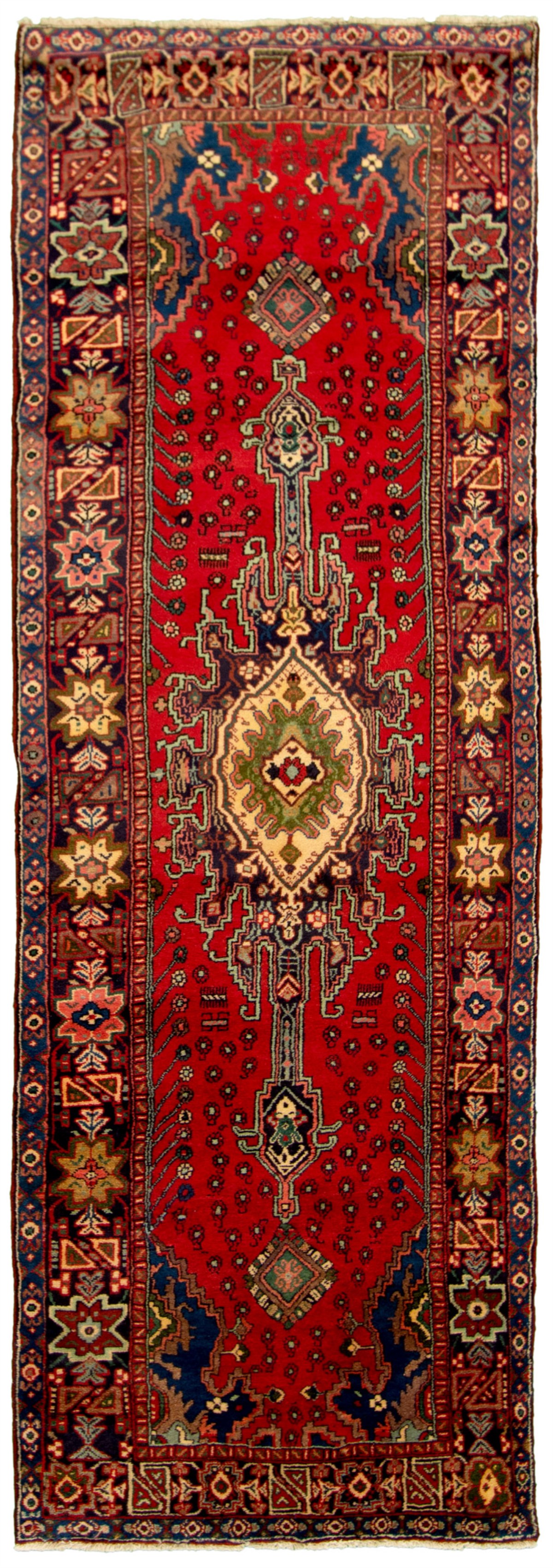 Hand-knotted Hamadan Red Wool Rug 3'5" x 10'3"  Size: 3'5" x 10'3"  