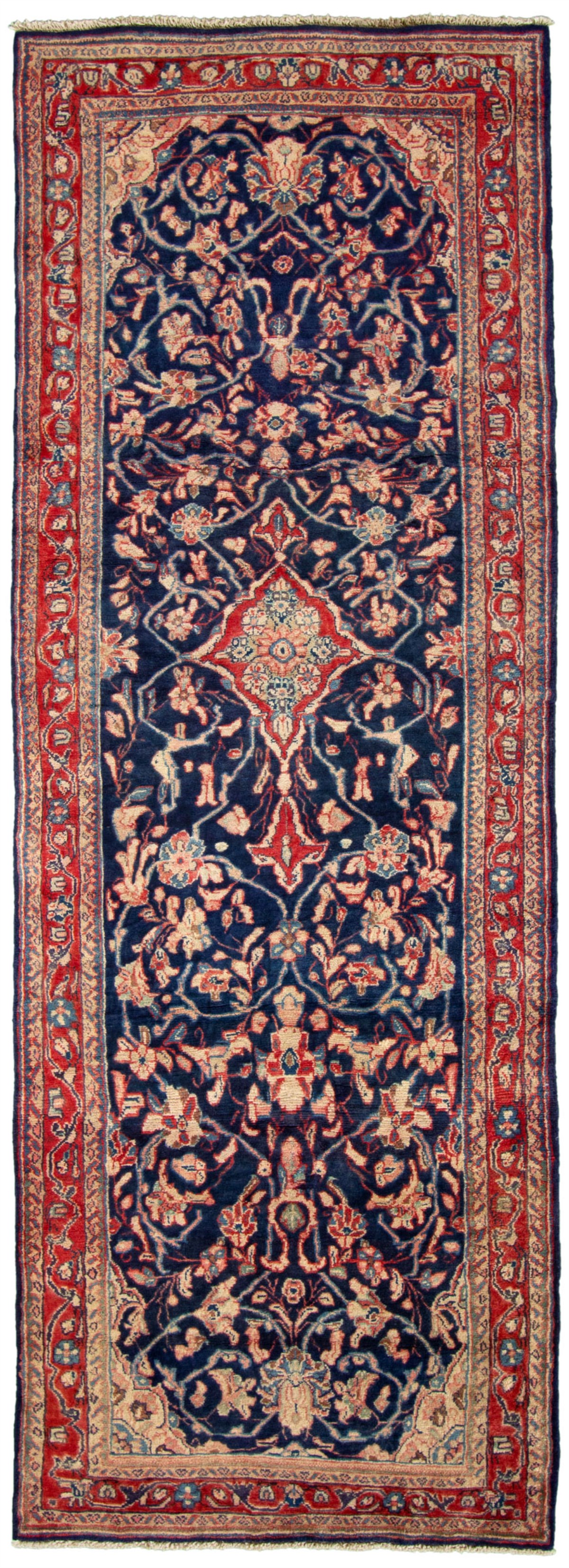 Hand-knotted Mahal Dark Navy Wool Rug 3'9" x 10'10" Size: 3'9" x 10'10"  