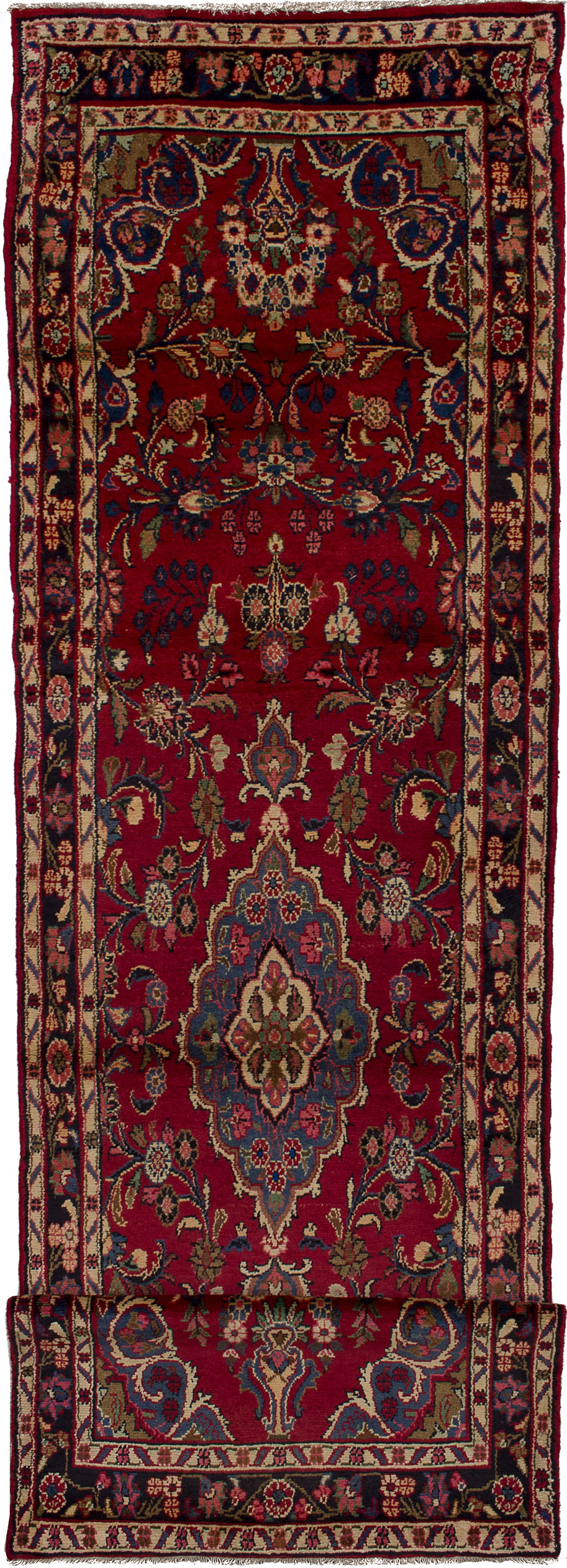 Hand-knotted Hamadan Red Wool Rug 3'4" x 13'5" Size: 3'4" x 13'5"  