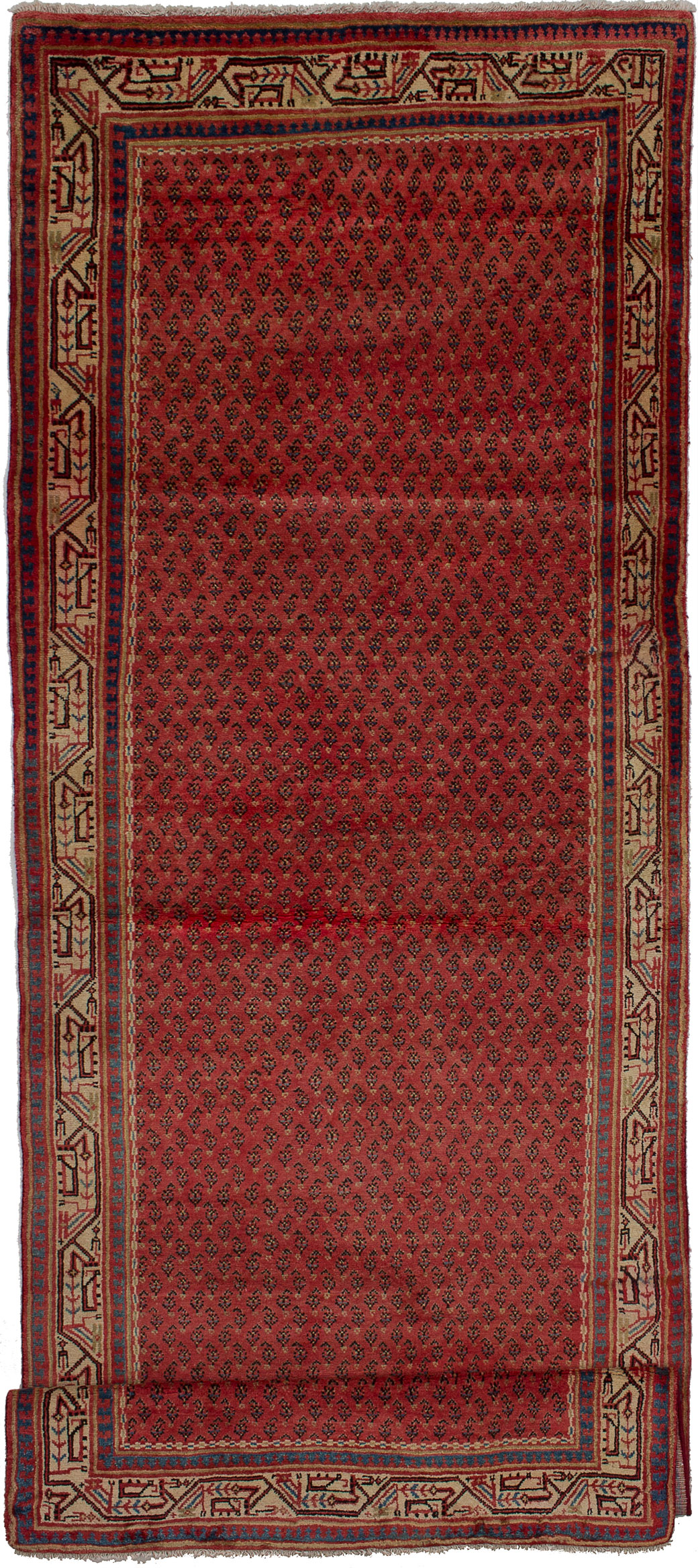 Hand-knotted Arak Red Wool Rug 3'11" x 10'11" Size: 3'11" x 10'11"  