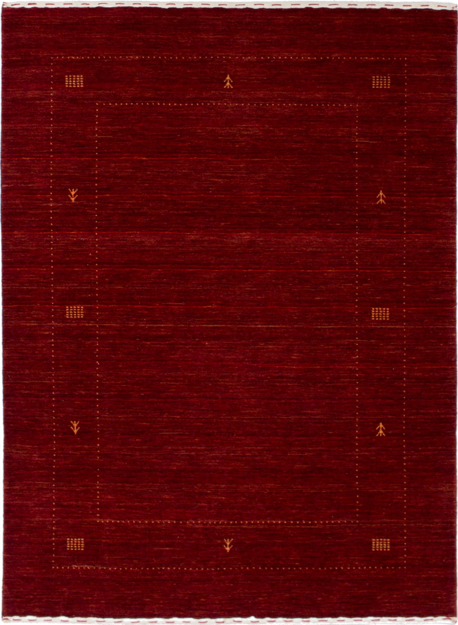 Hand-knotted Luribaft Gabbeh Riz Dark Red Wool Rug 5'0" x 6'9" Size: 5'0" x 6'9"  