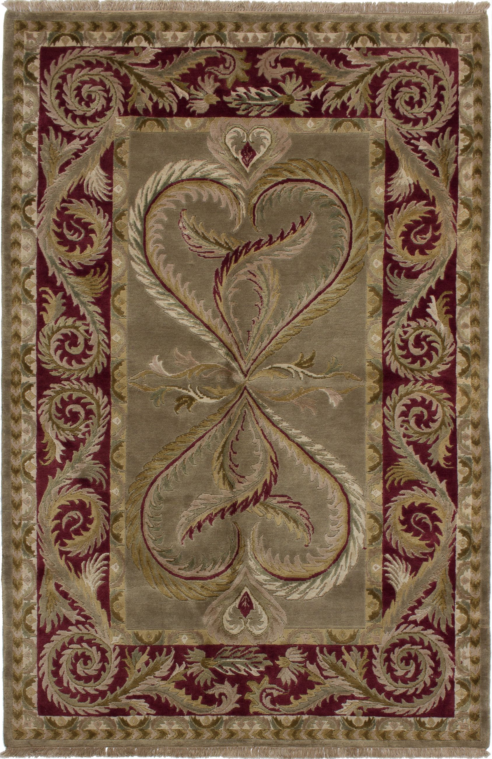 Hand-knotted Opulence Dark Khaki Wool Rug 5'9" x 8'9" Size: 5'9" x 8'9"  