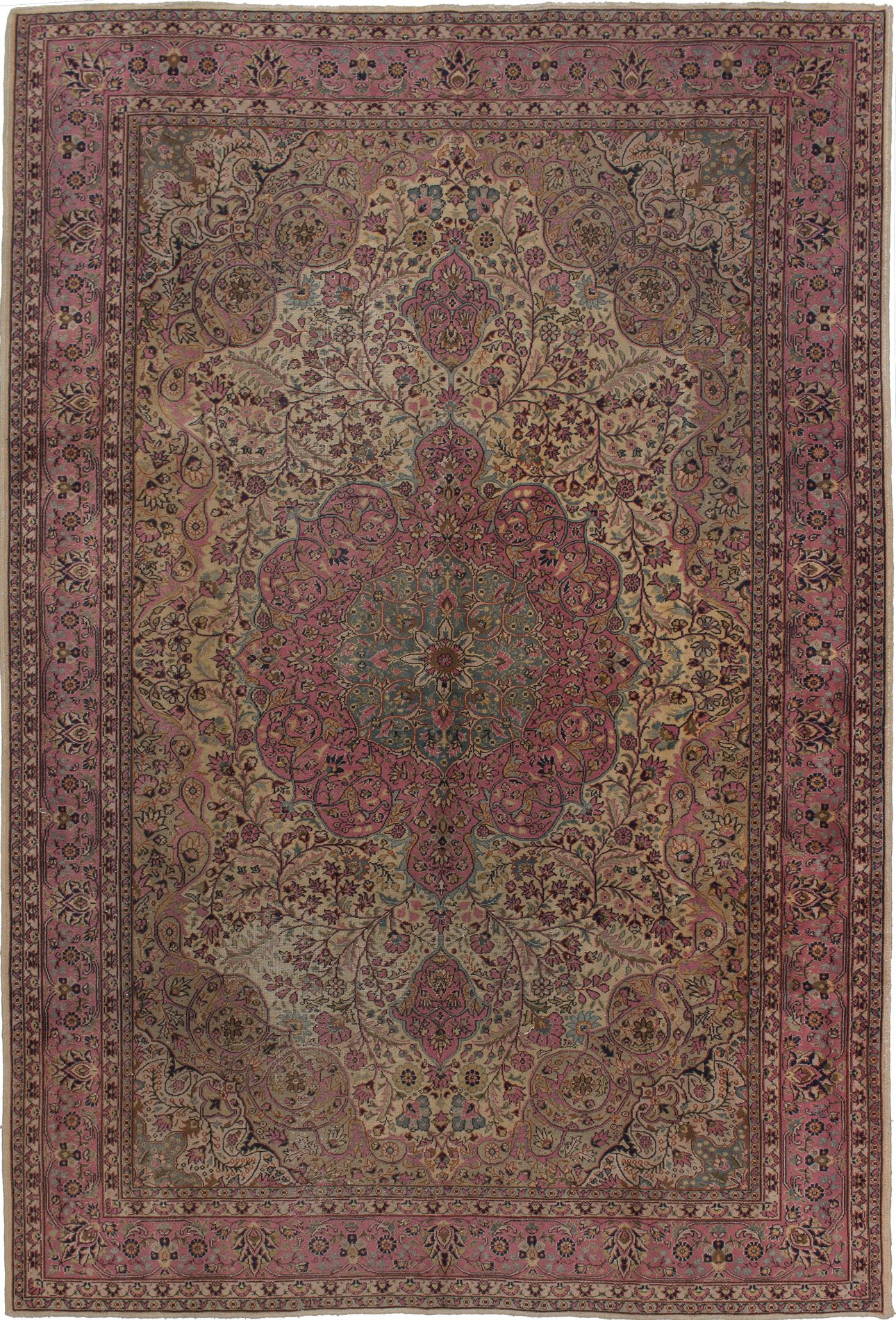Hand-knotted Keisari Vintage Pink Wool Rug 6'11" x 10'4" Size: 6'11" x 10'4"  