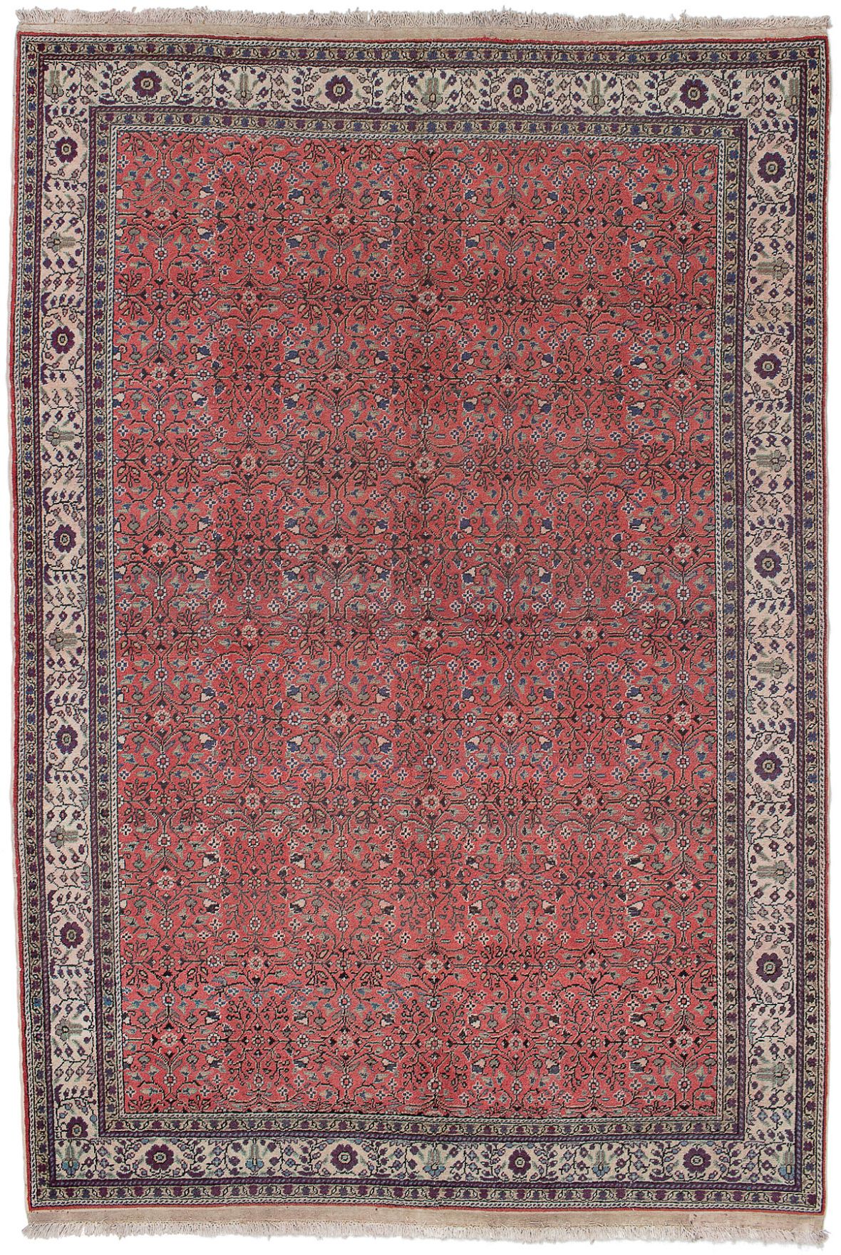 Hand-knotted Keisari Vintage Salmon Wool Rug 6'7" x 9'6" Size: 6'7" x 9'6"  