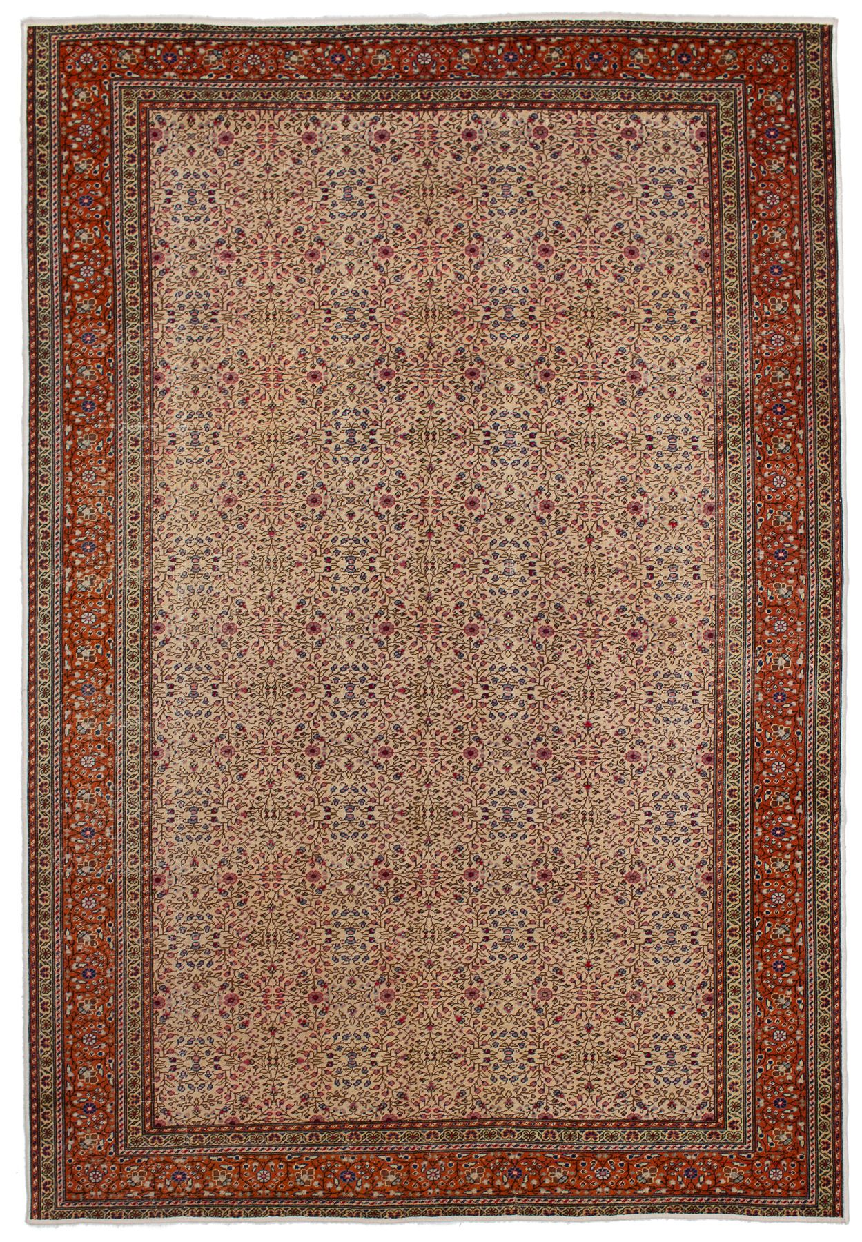 Hand-knotted Keisari Vintage Cream Wool Rug 6'6" x 9'7"  Size: 6'6" x 9'7"  