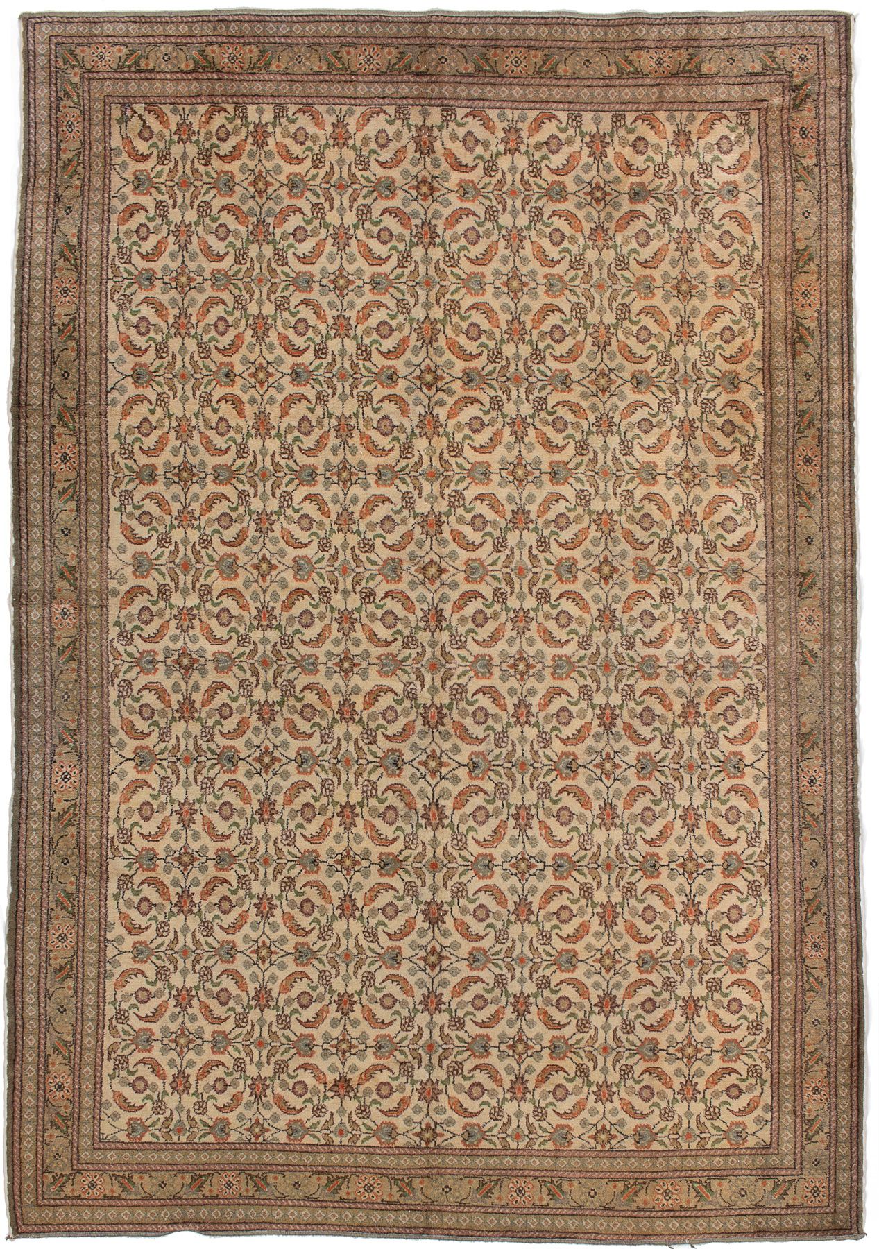 Hand-knotted Keisari Vintage Cream Wool Rug 6'7" x 9'4" Size: 6'7" x 9'4"  