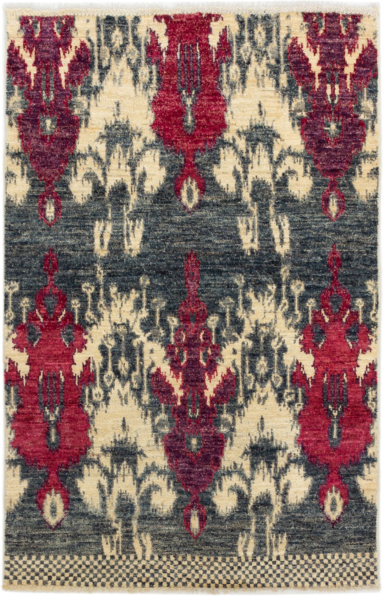 Hand-knotted Shalimar Cream, Grey Wool Rug 4'0" x 6'1" Size: 4'0" x 6'1"  