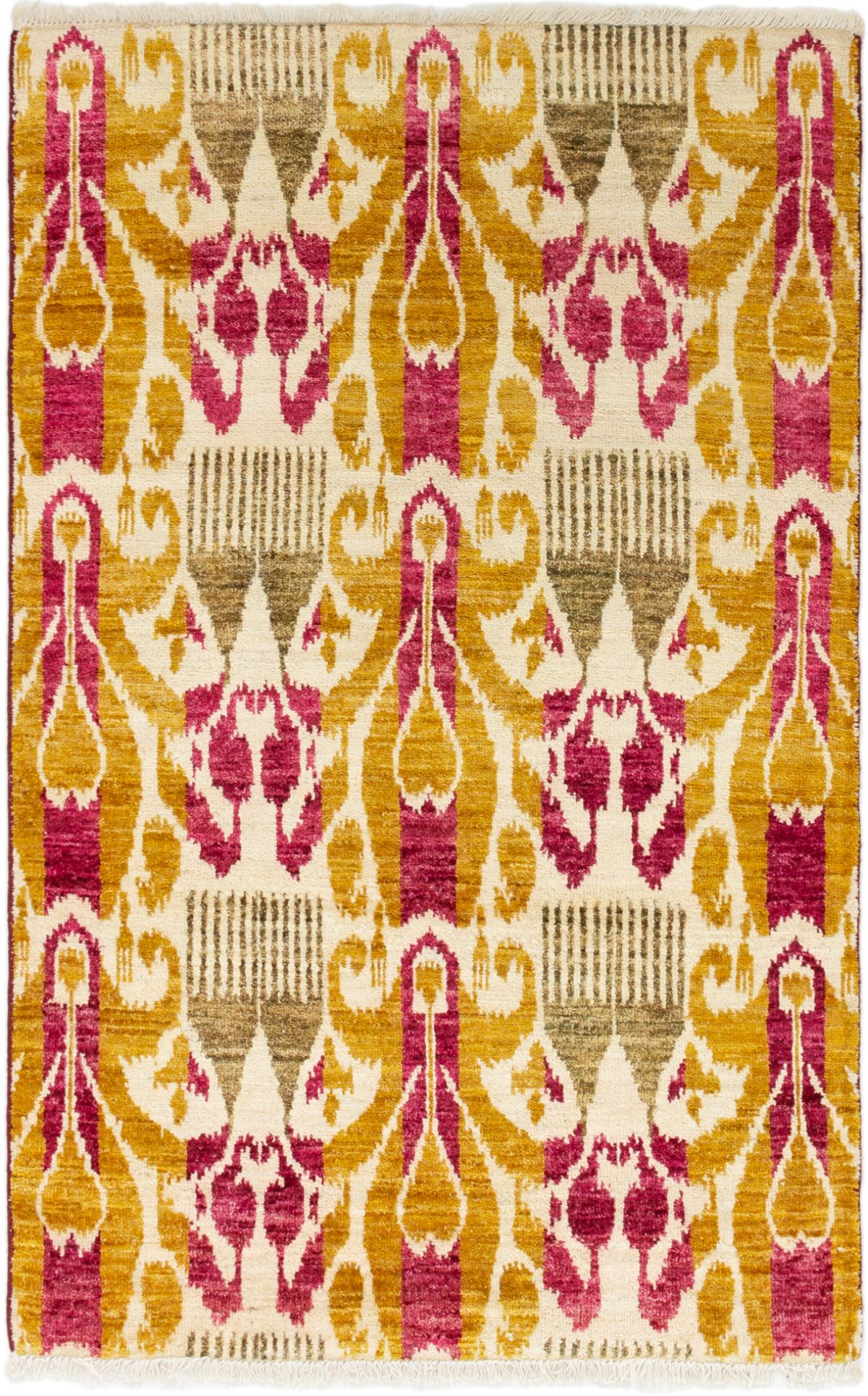 Hand-knotted Shalimar Cream, Red Wool Rug 4'0" x 6'3" Size: 4'0" x 6'3"  