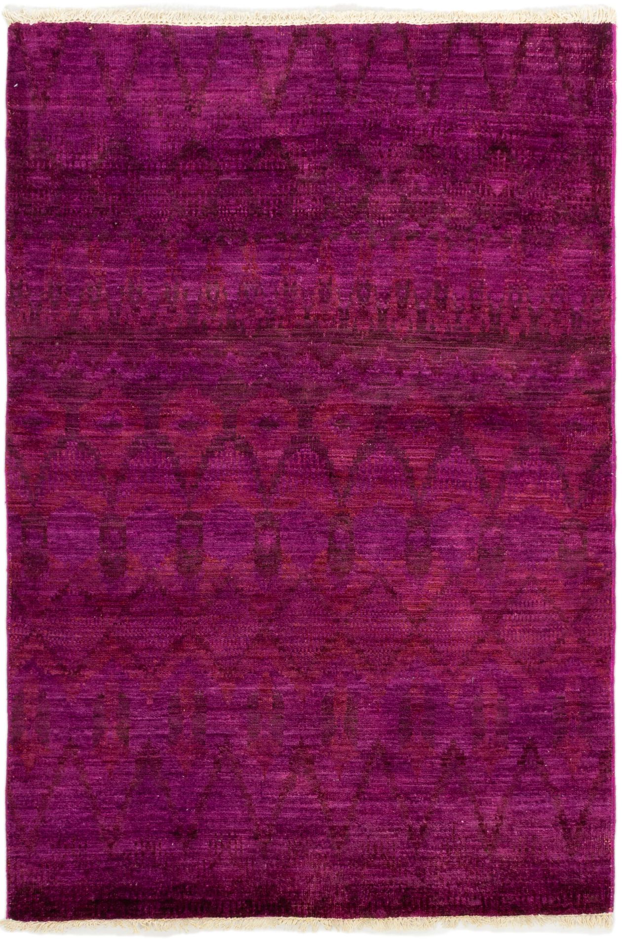 Hand-knotted Vibrance Burgundy Wool Rug 4'4" x 6'5" Size: 4'4" x 6'5"  