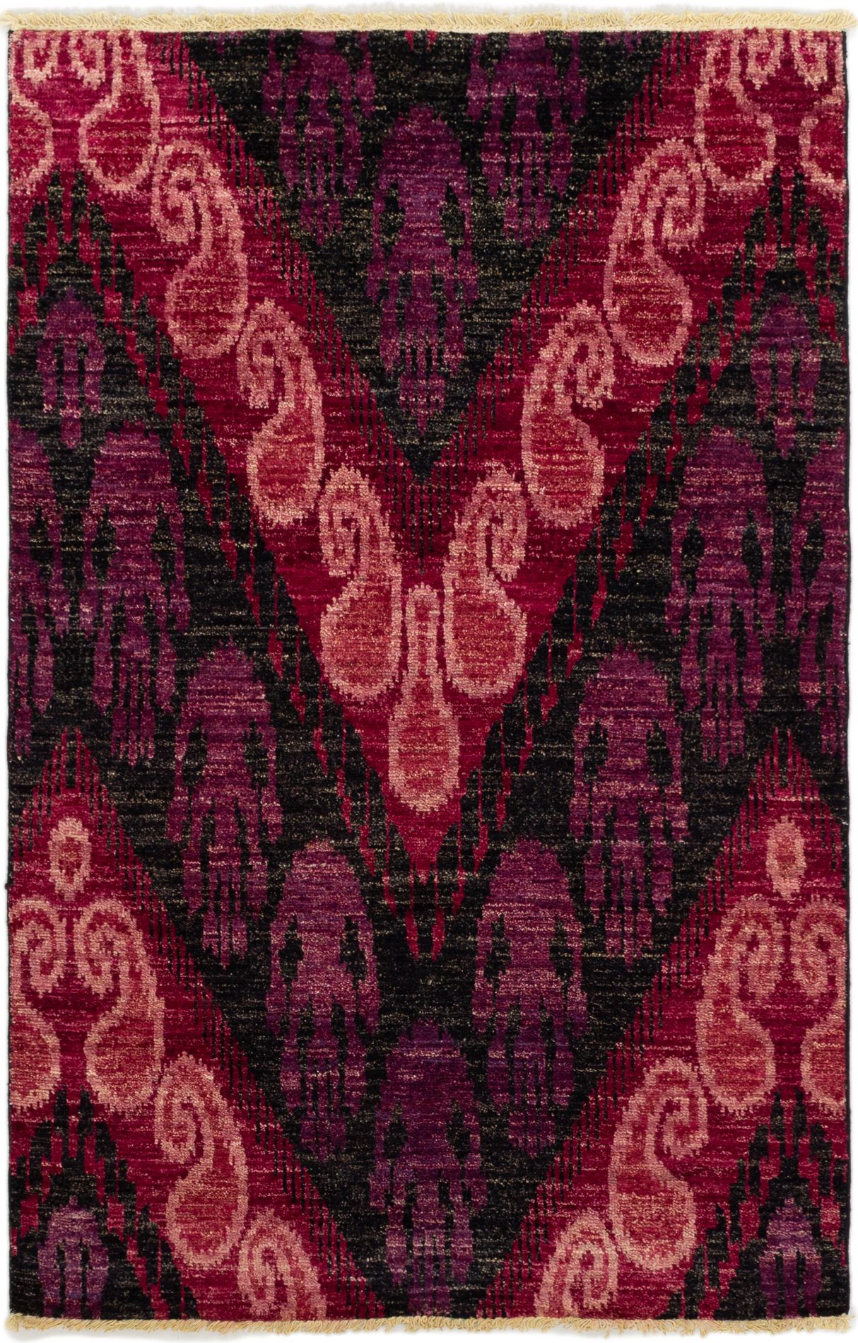 Hand-knotted Shalimar Black, Red Wool Rug 4'0" x 6'2" Size: 4'0" x 6'2"  
