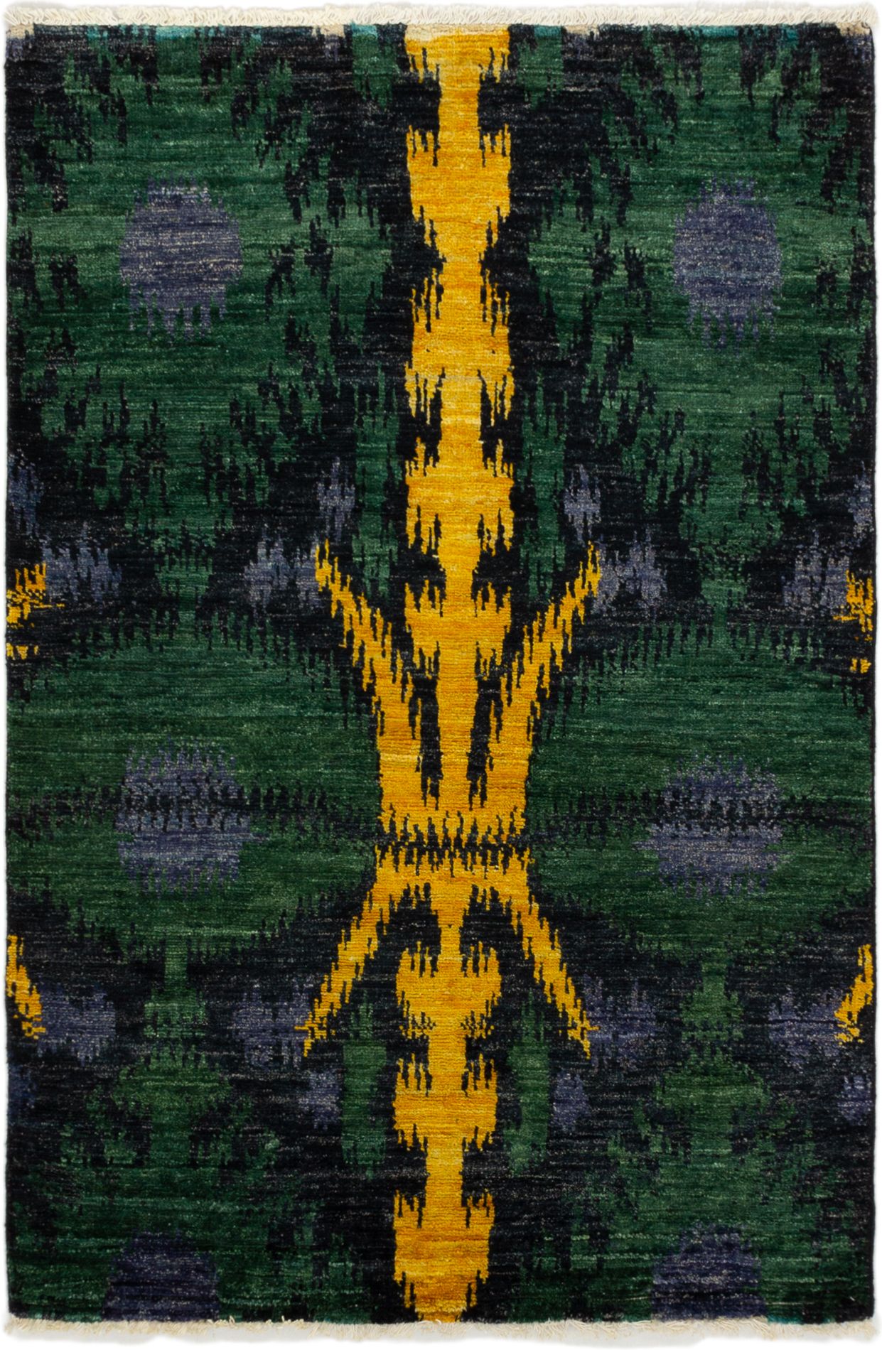 Hand-knotted Shalimar Green Wool Rug 4'0" x 6'0" Size: 4'0" x 6'0"  