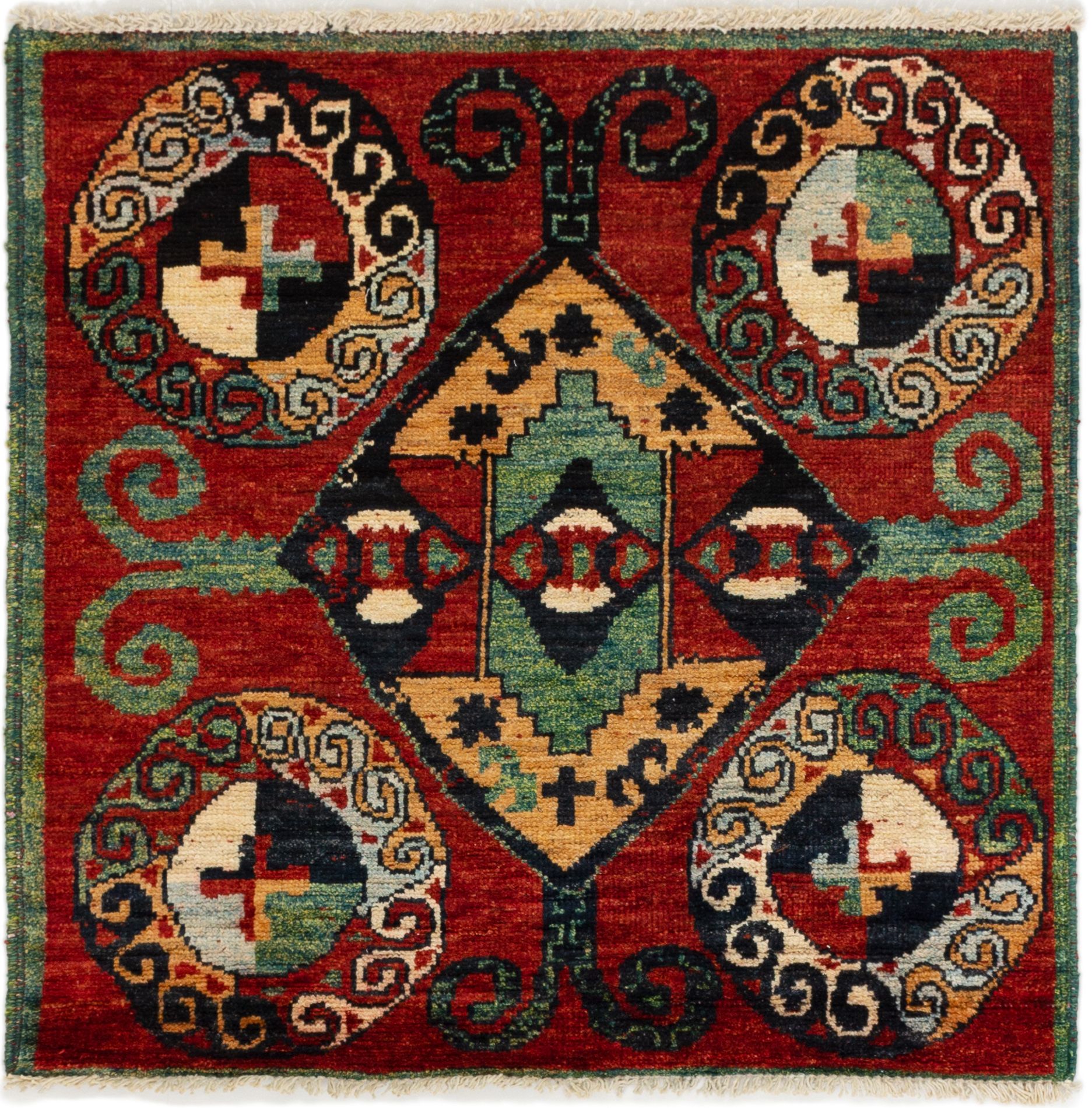 Hand-knotted Shalimar Dark Red Wool Rug 4'3" x 4'3" Size: 4'3" x 4'3"  