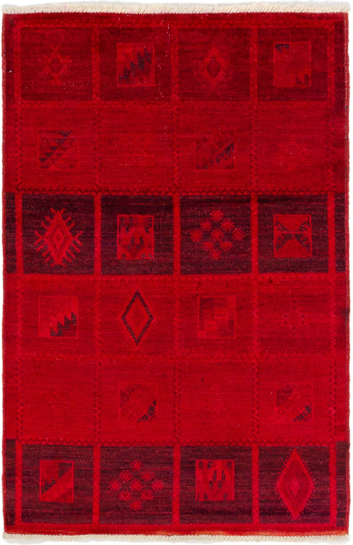 Hand-knotted Vibrance Red Wool Rug 4'2" x 6'3" Size: 4'2" x 6'3"  