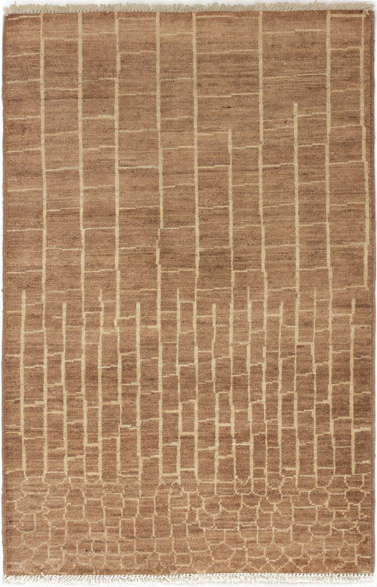Hand-knotted Shalimar Brown Wool Rug 4'2" x 6'3" Size: 4'2" x 6'3"  