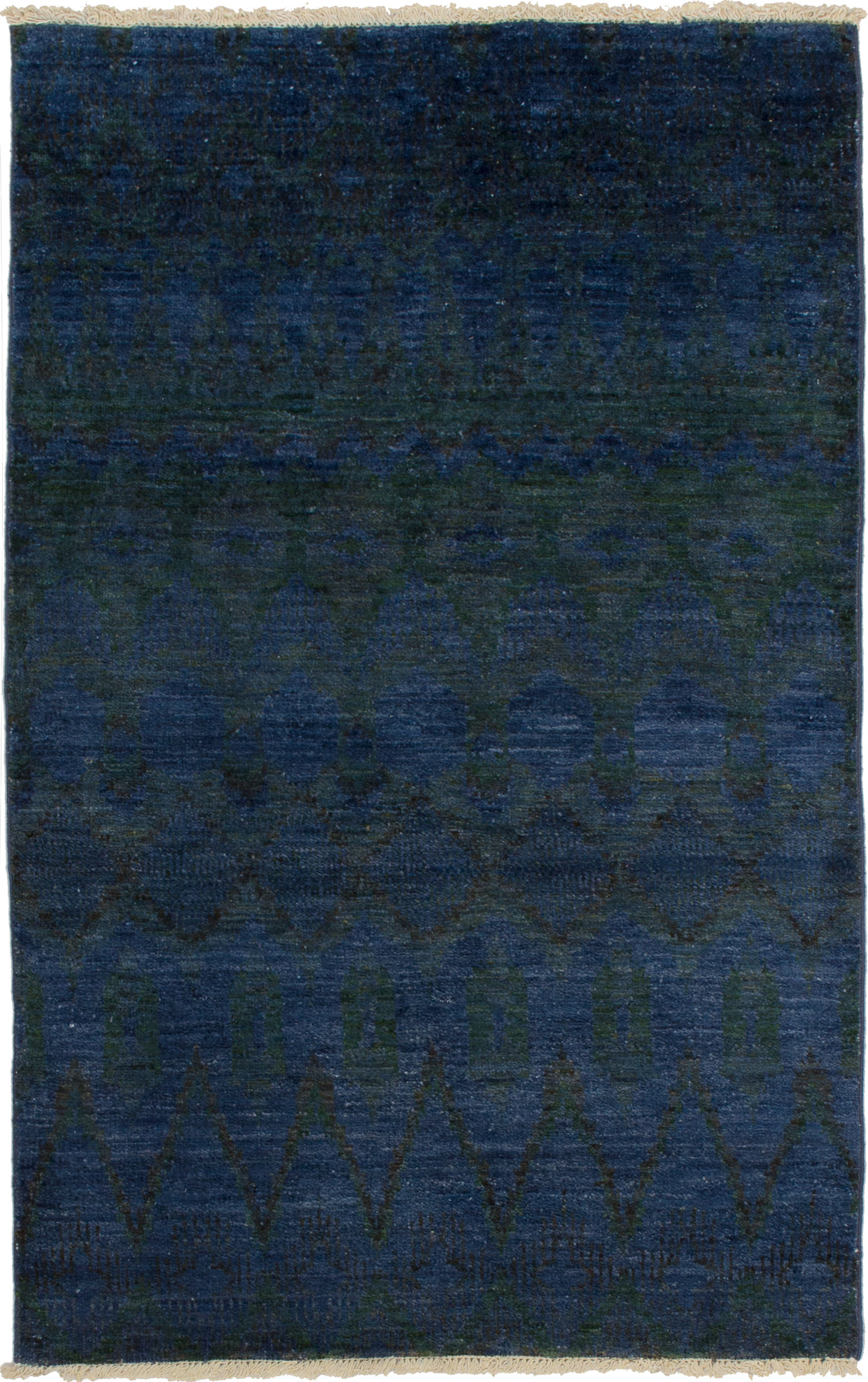 Hand-knotted Vibrance Dark Navy Wool Rug 3'11" x 6'2" Size: 3'11" x 6'2"  