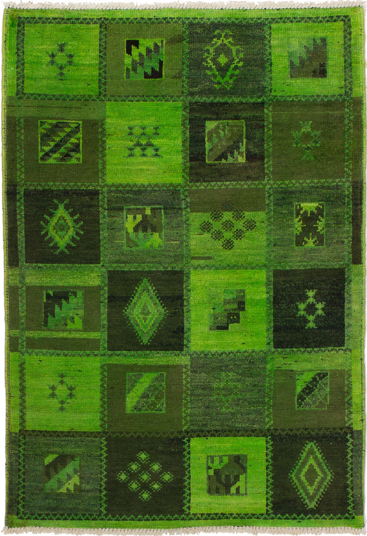 Hand-knotted Vibrance Lime Wool Rug 4'0" x 5'8" Size: 4'0" x 5'8"  