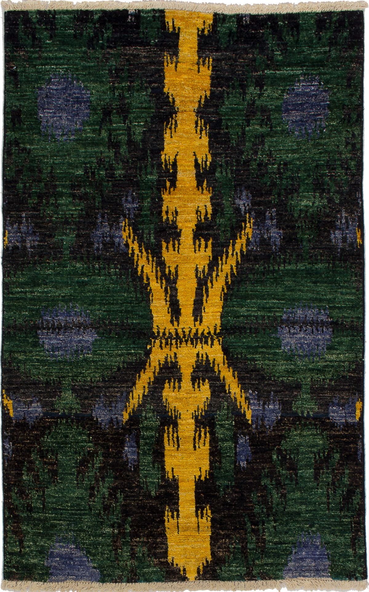 Hand-knotted Shalimar Green, Yellow Wool Rug 3'8" x 5'9" Size: 3'8" x 5'9"  