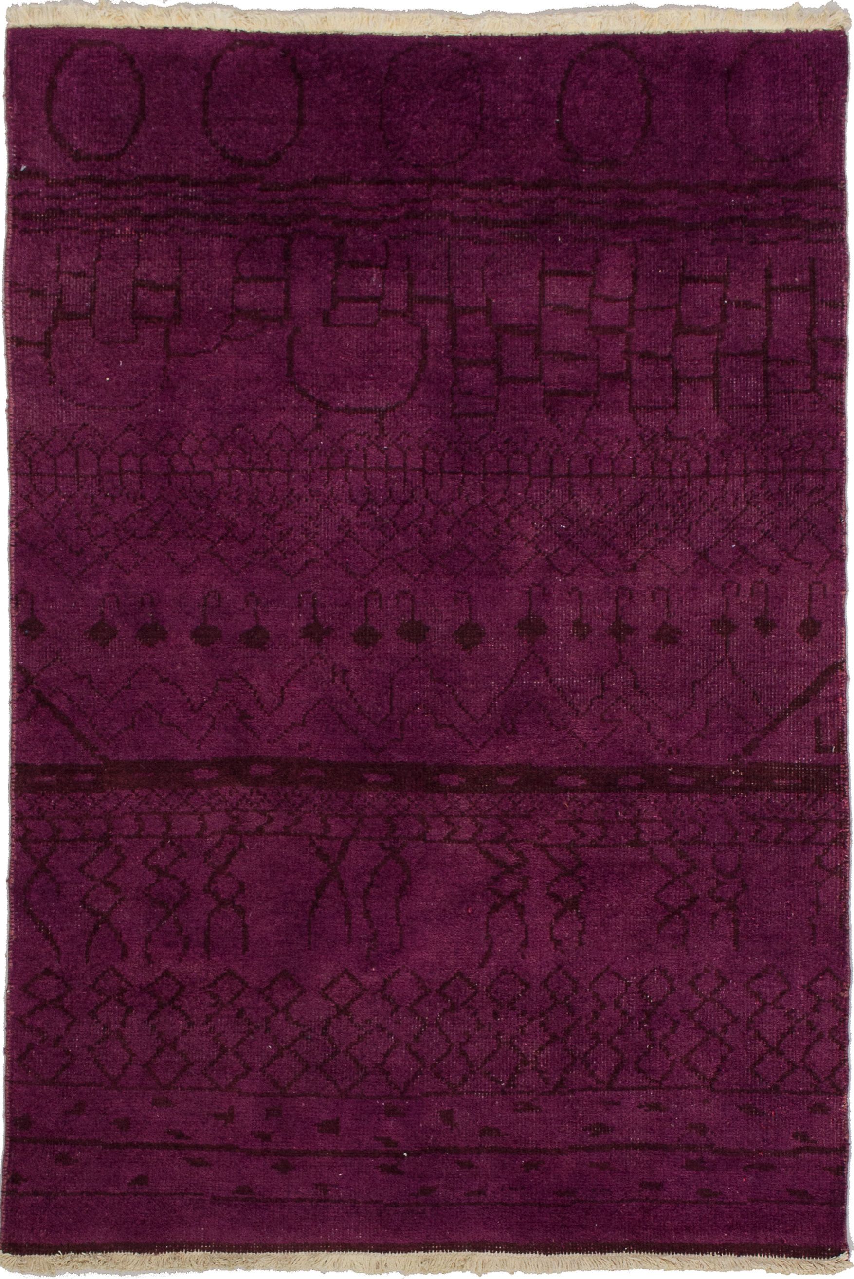 Hand-knotted Vibrance Burgundy Wool Rug 4'0" x 5'9" Size: 4'0" x 5'9"  