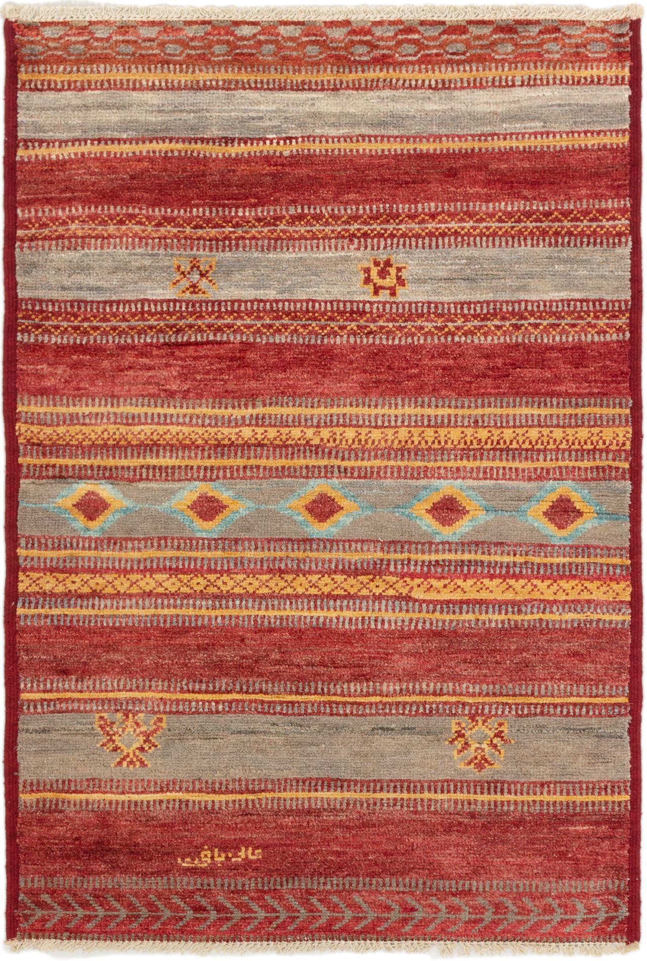 Hand-knotted Shalimar Dark Red Wool Rug 4'1" x 5'9" Size: 4'1" x 5'9"  