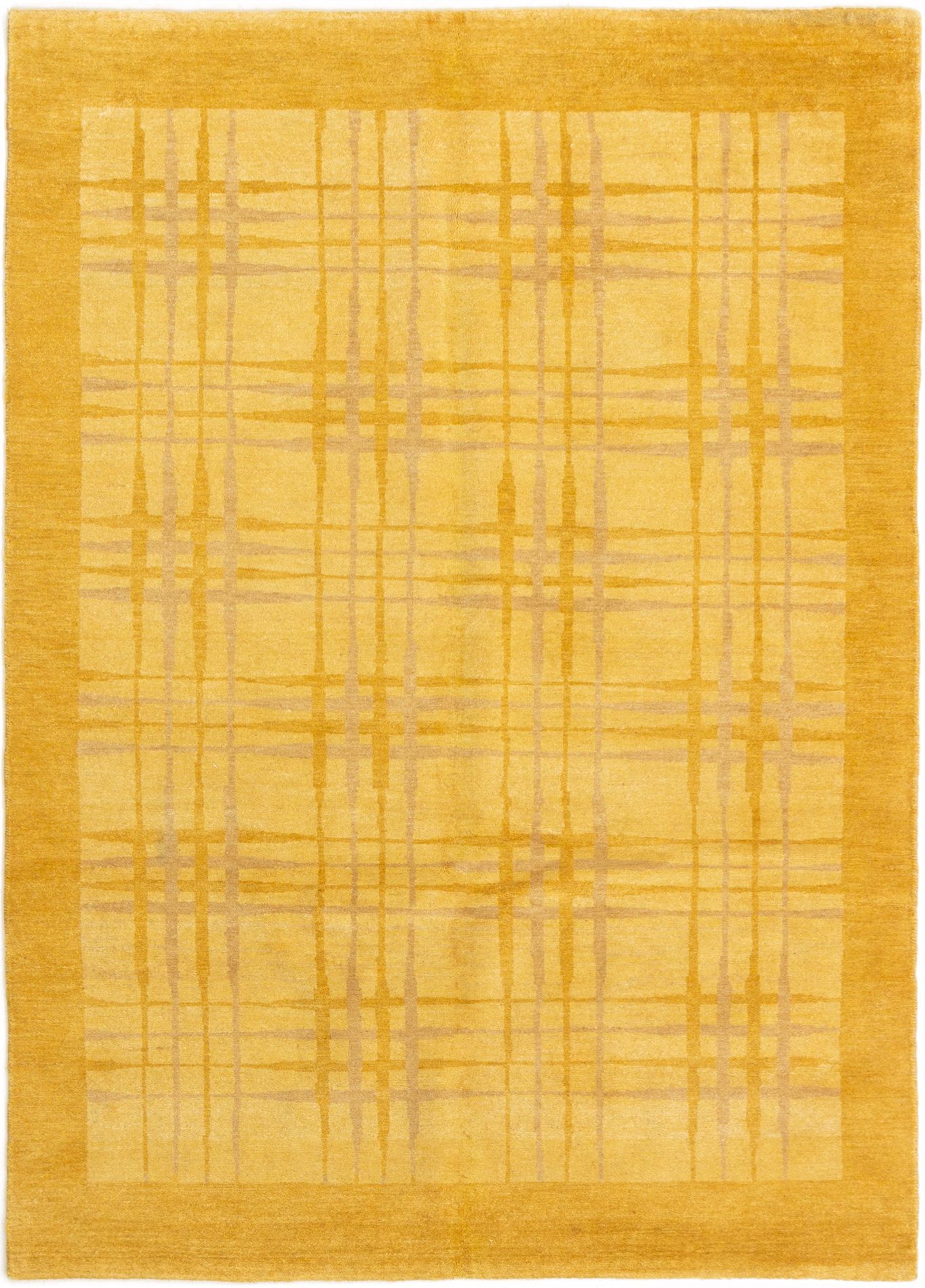 Hand-knotted Finest Ziegler Chobi Light Gold Wool Rug 4'3" x 5'10" Size: 4'3" x 5'10"  