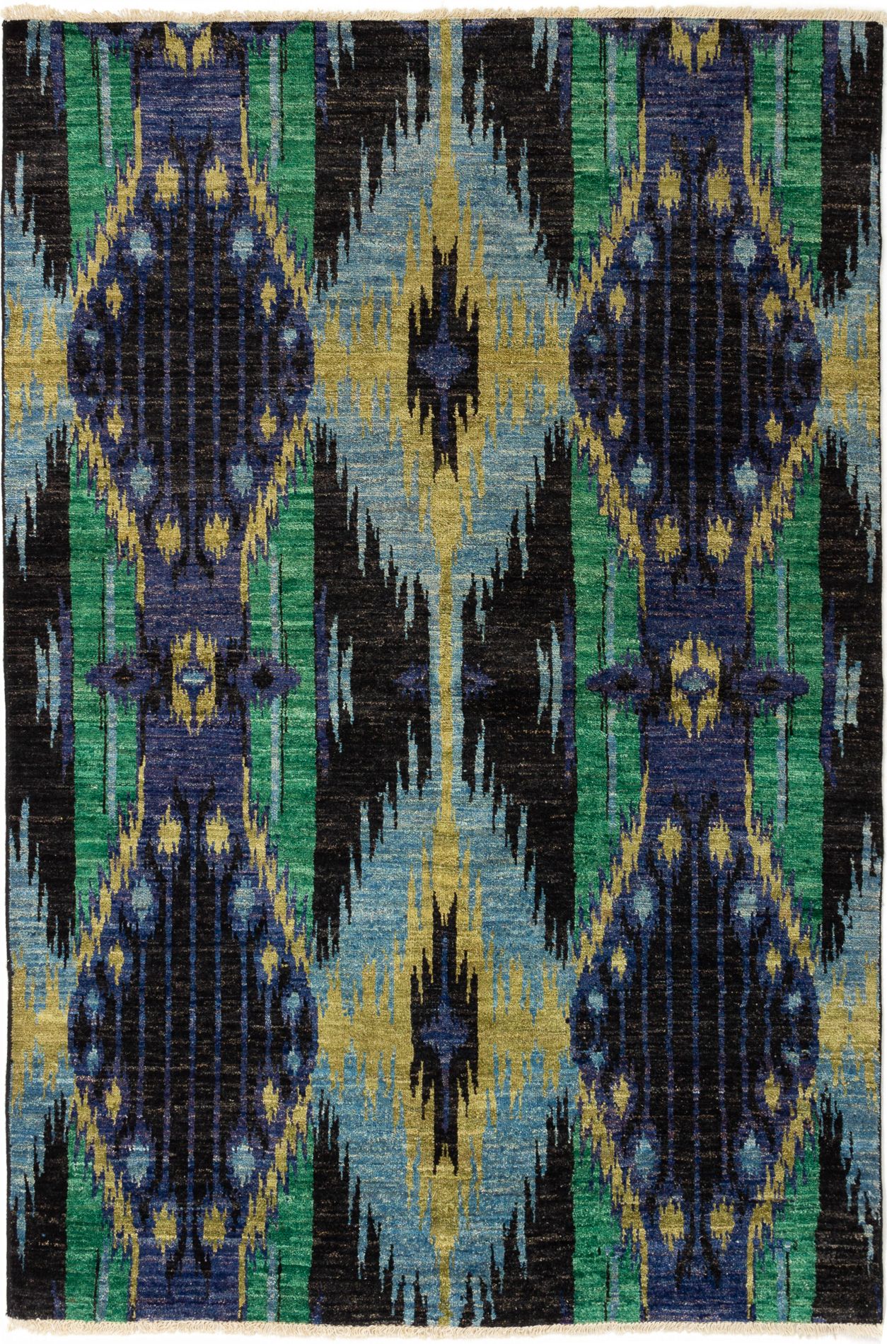 Hand-knotted Shalimar Black, Teal Wool Rug 5'11" x 8'11" Size: 5'11" x 8'11"  