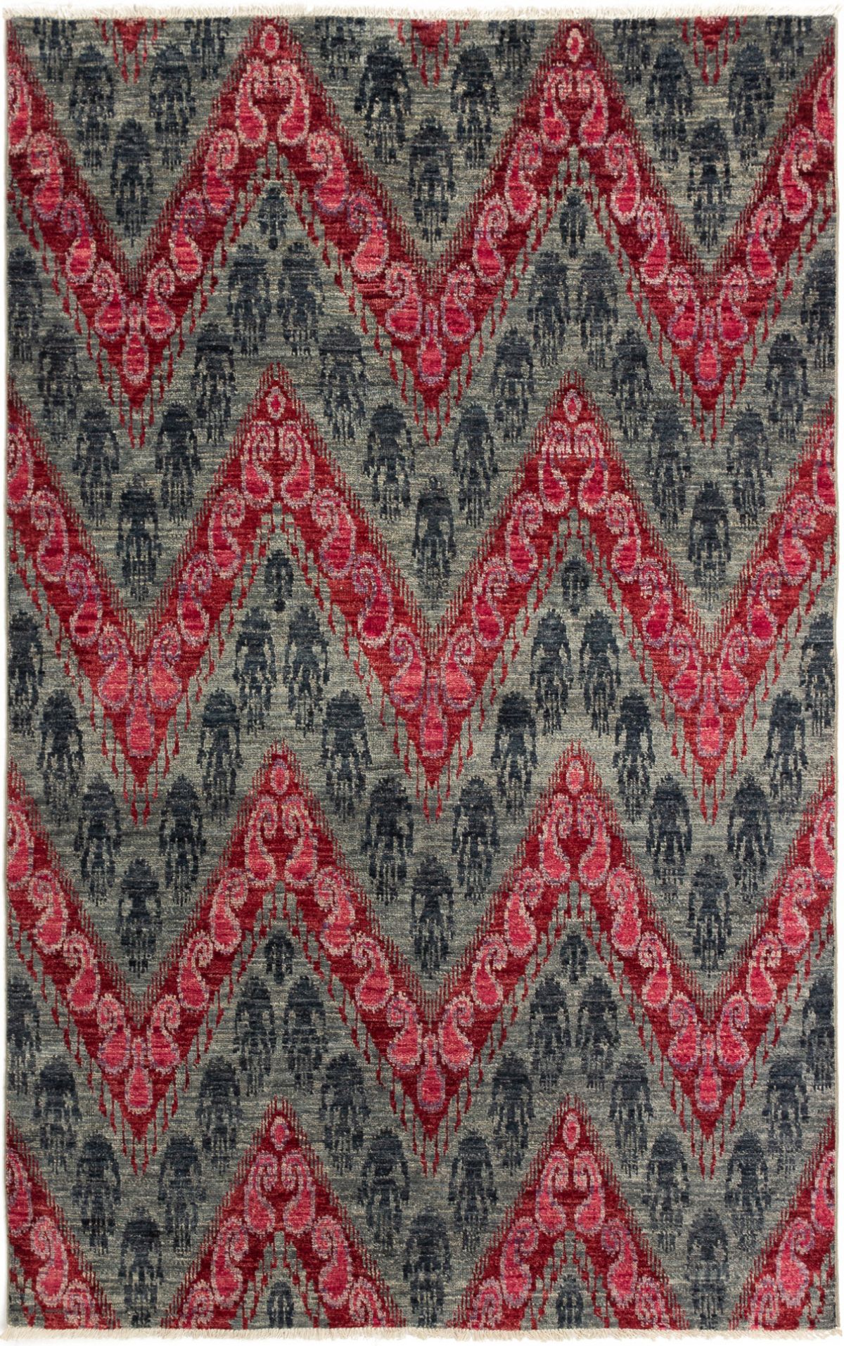 Hand-knotted Shalimar Dark Red, Grey Wool Rug 5'11" x 9'4" Size: 5'11" x 9'4"  