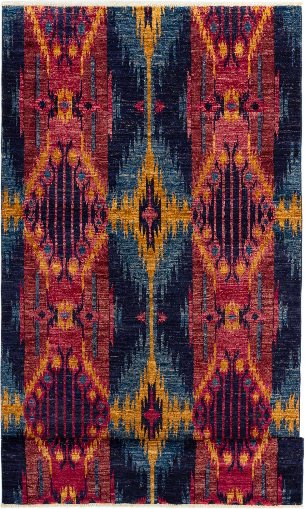 Hand-knotted Shalimar Dark Navy, Red Wool Rug 6'0" x 14'3" Size: 6'0" x 14'3"  