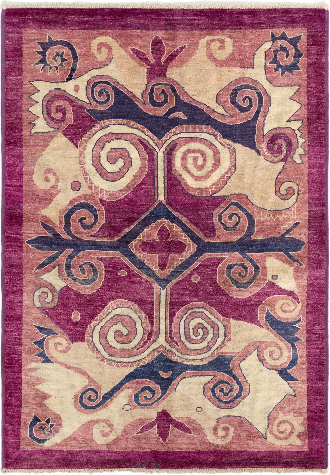 Hand-knotted Shalimar Purple Wool Rug 6'2" x 8'9" Size: 6'2" x 8'9"  