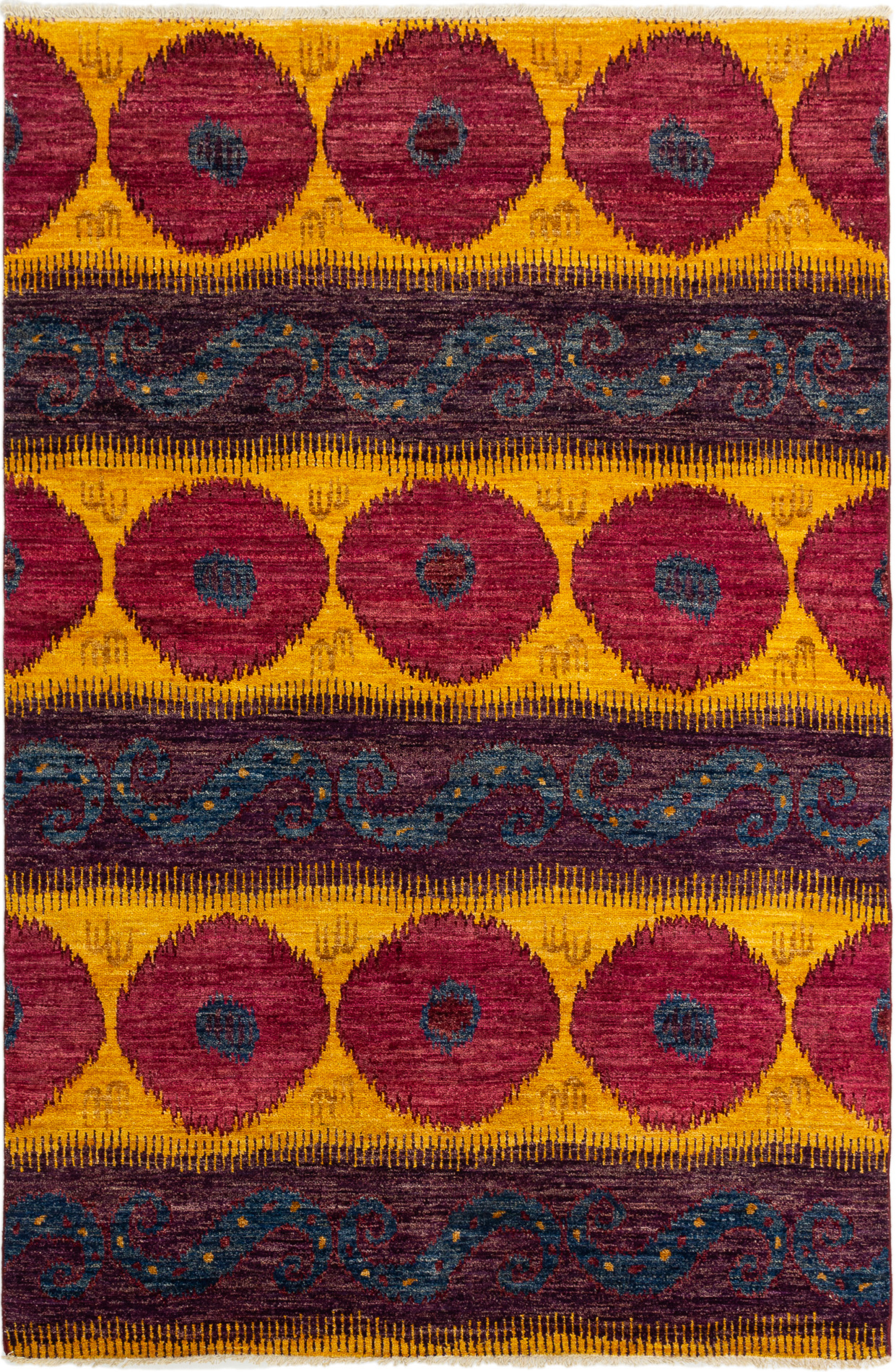 Hand-knotted Shalimar Burgundy, Gold Wool Rug 6'0" x 9'3" Size: 6'0" x 9'3"  