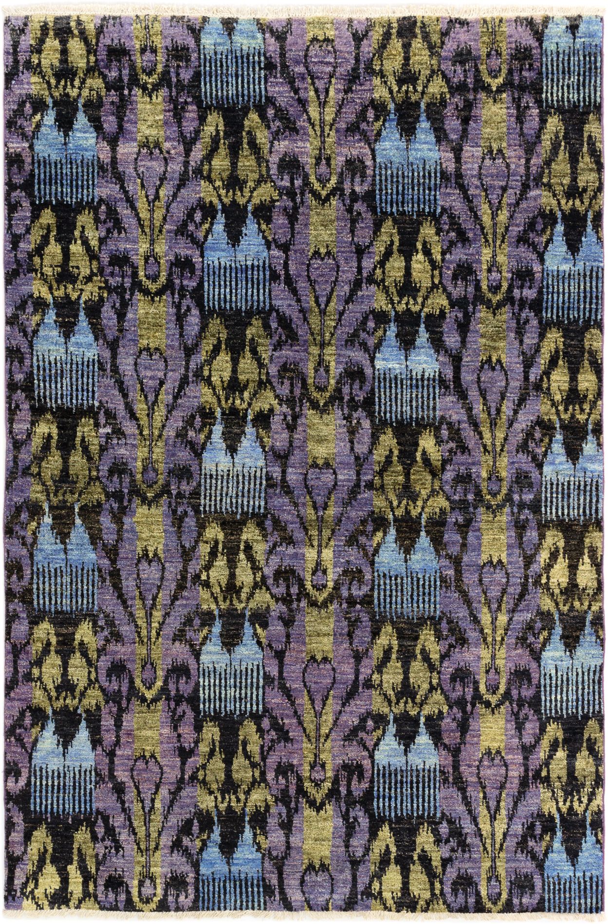 Hand-knotted Shalimar Black, Purple Wool Rug 6'0" x 9'0" Size: 6'0" x 9'0"  